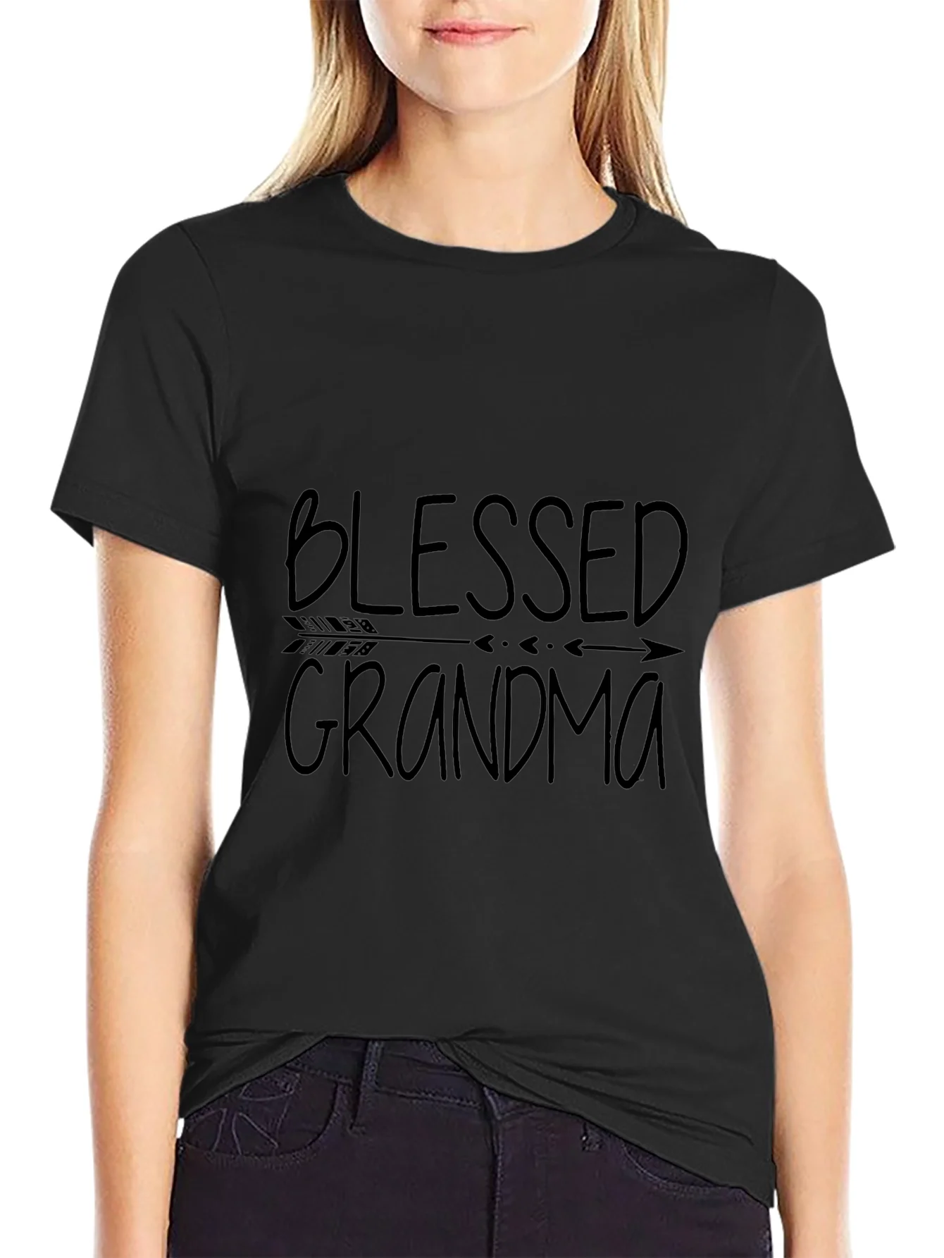 Camiseta Negra Blessed Grandma para Abuelas