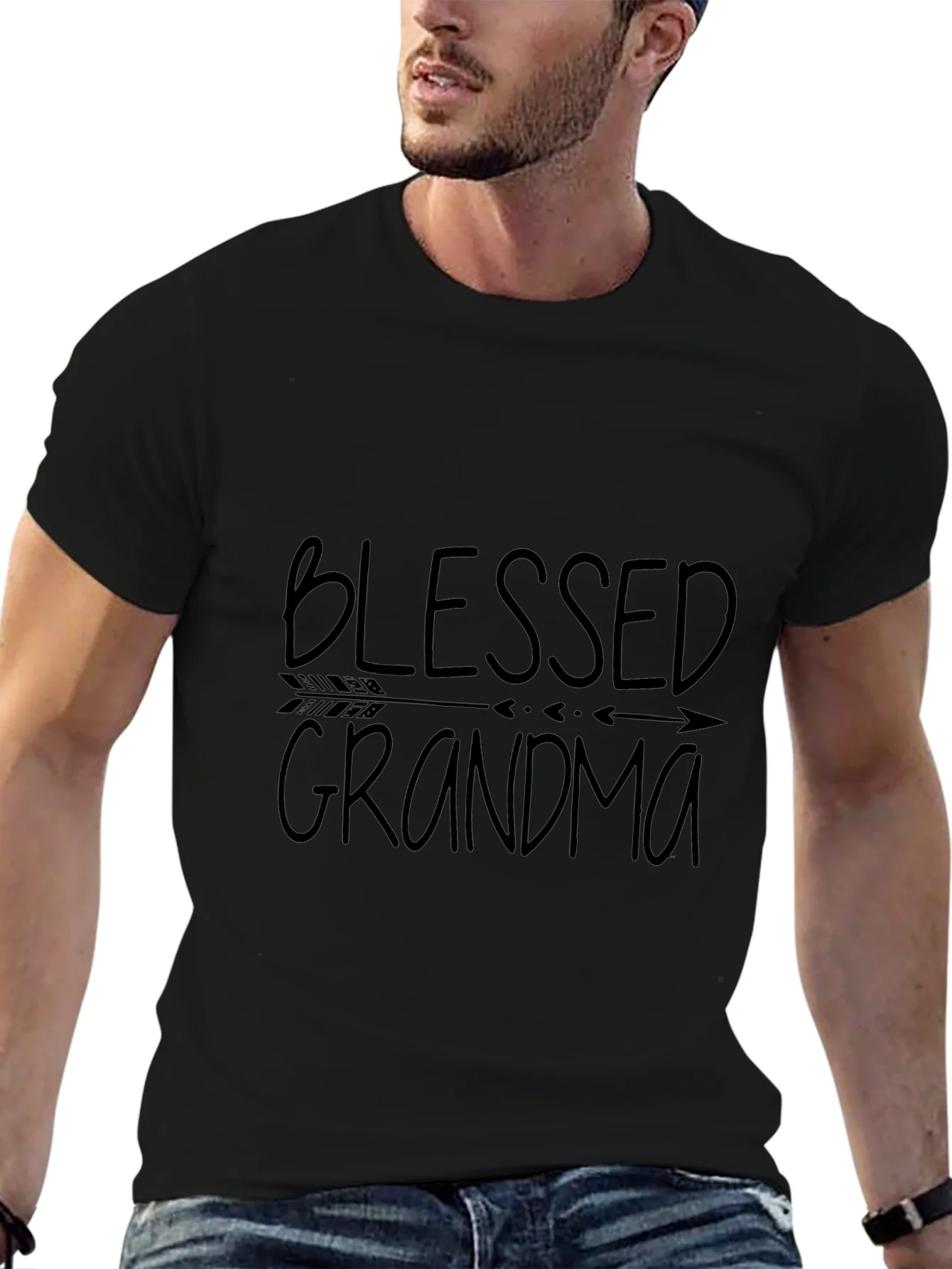 Camiseta Negra Blessed Grandma para Abuelas