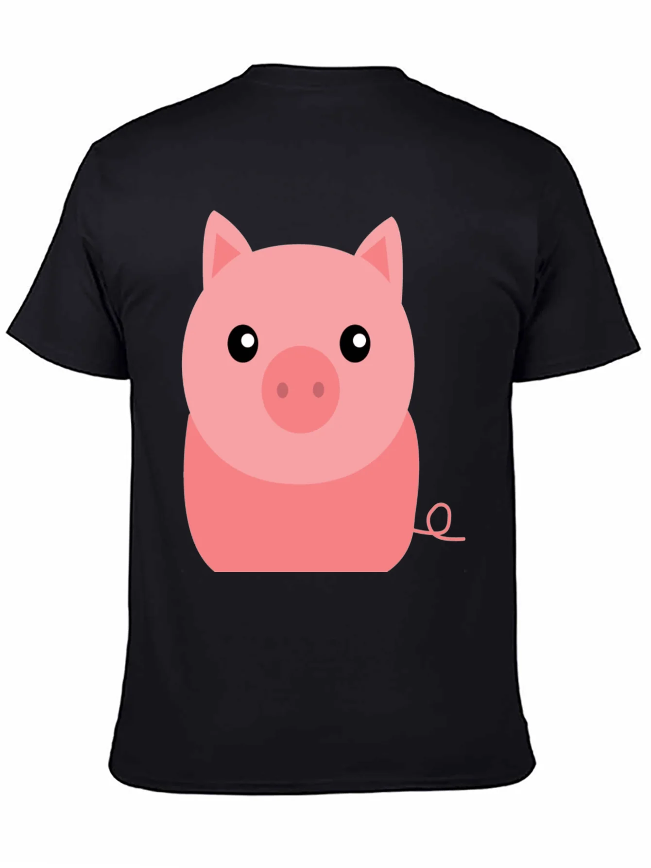 Camiseta Negra con Dise?o de Cerdo Animado