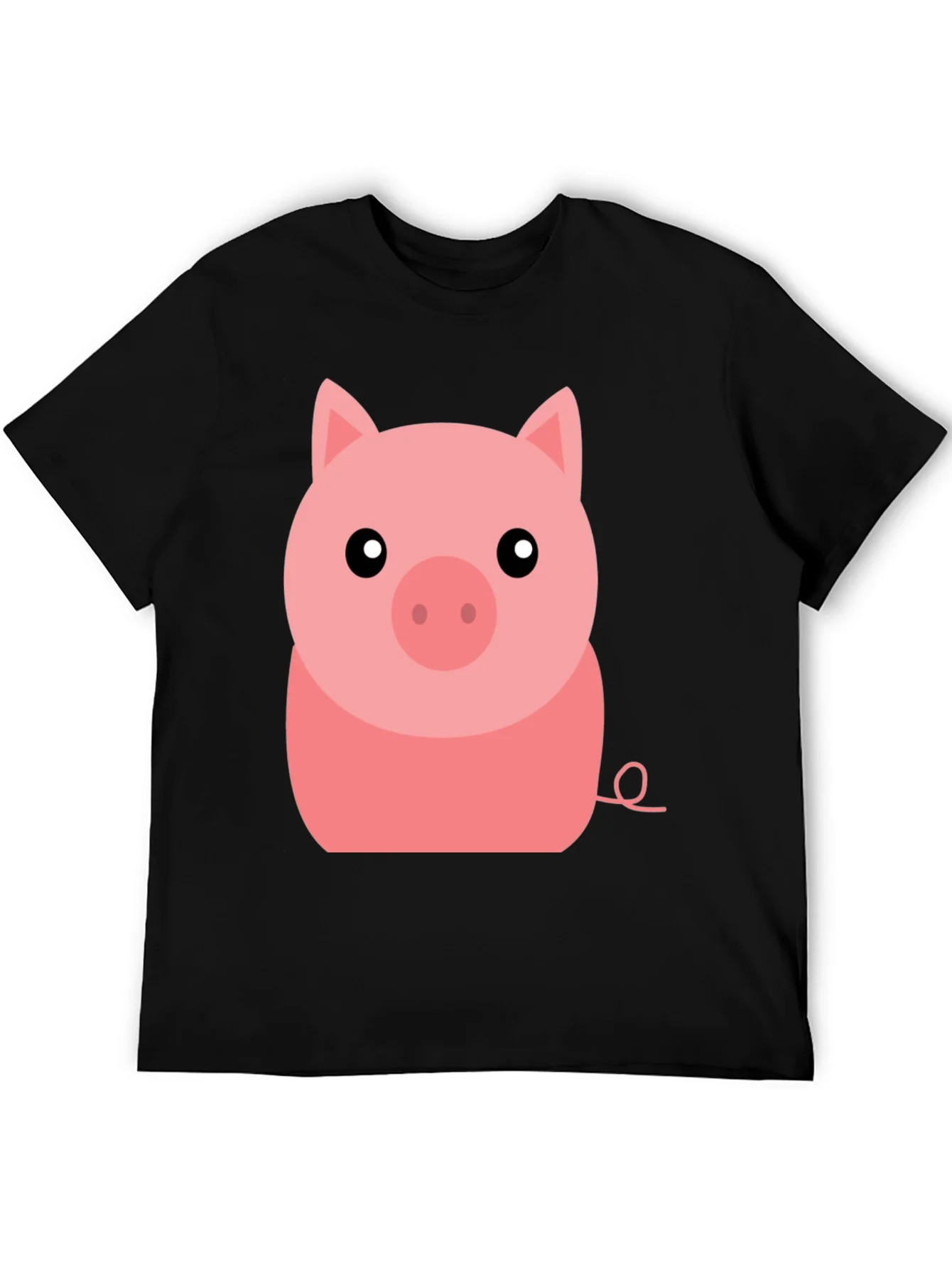 Camiseta Negra con Dise?o de Cerdo Animado