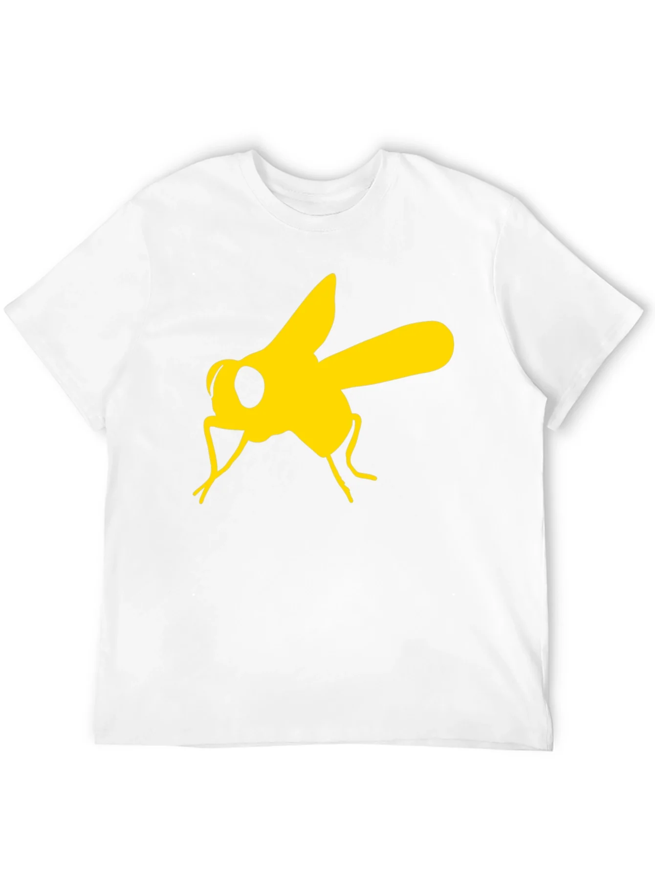Camiseta Negra con Estampado de Mosca Amarilla