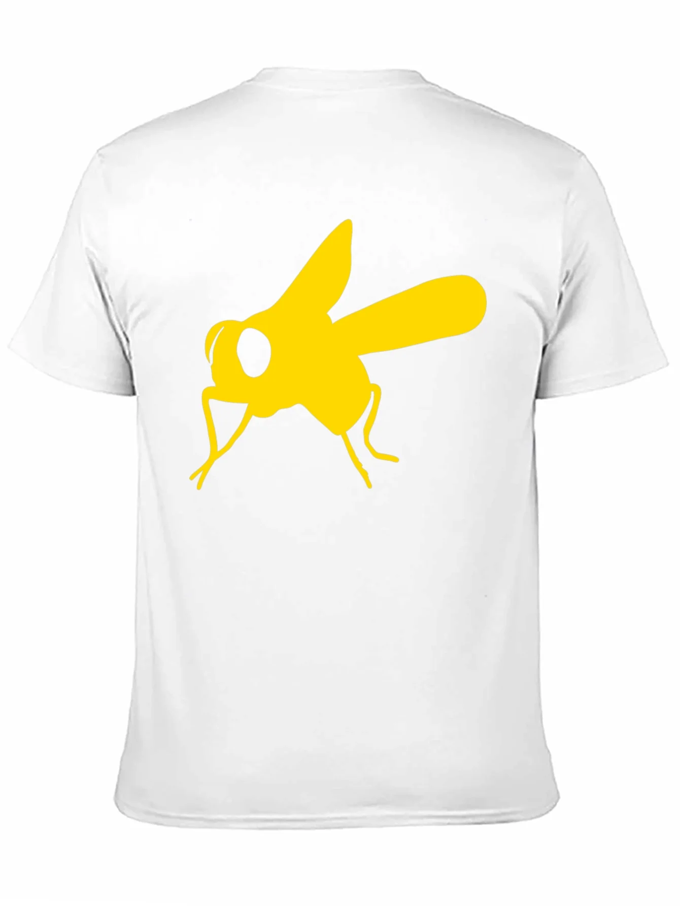 Camiseta Negra con Estampado de Mosca Amarilla