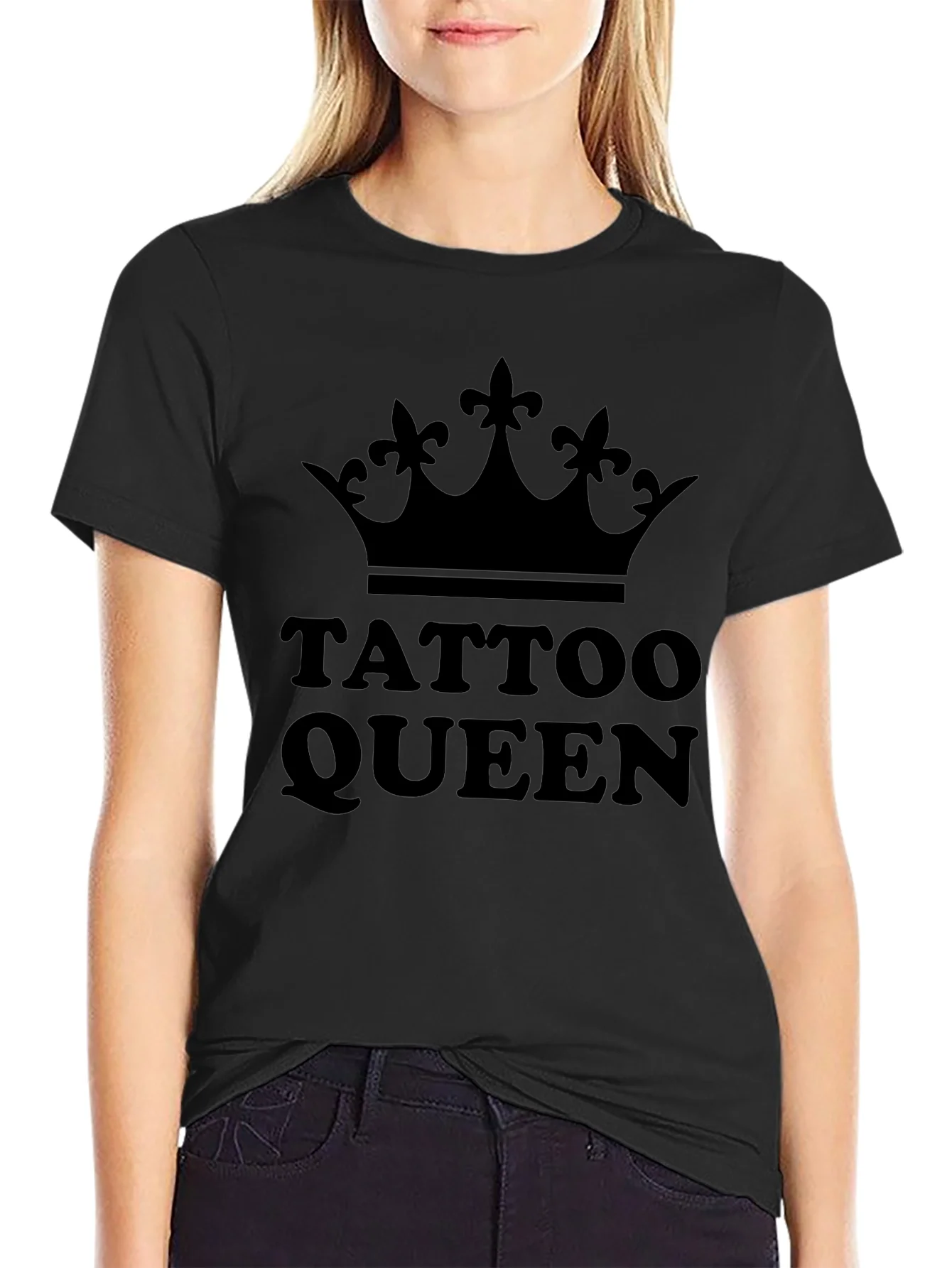 Camiseta Negra Tattoo Queen con Corona