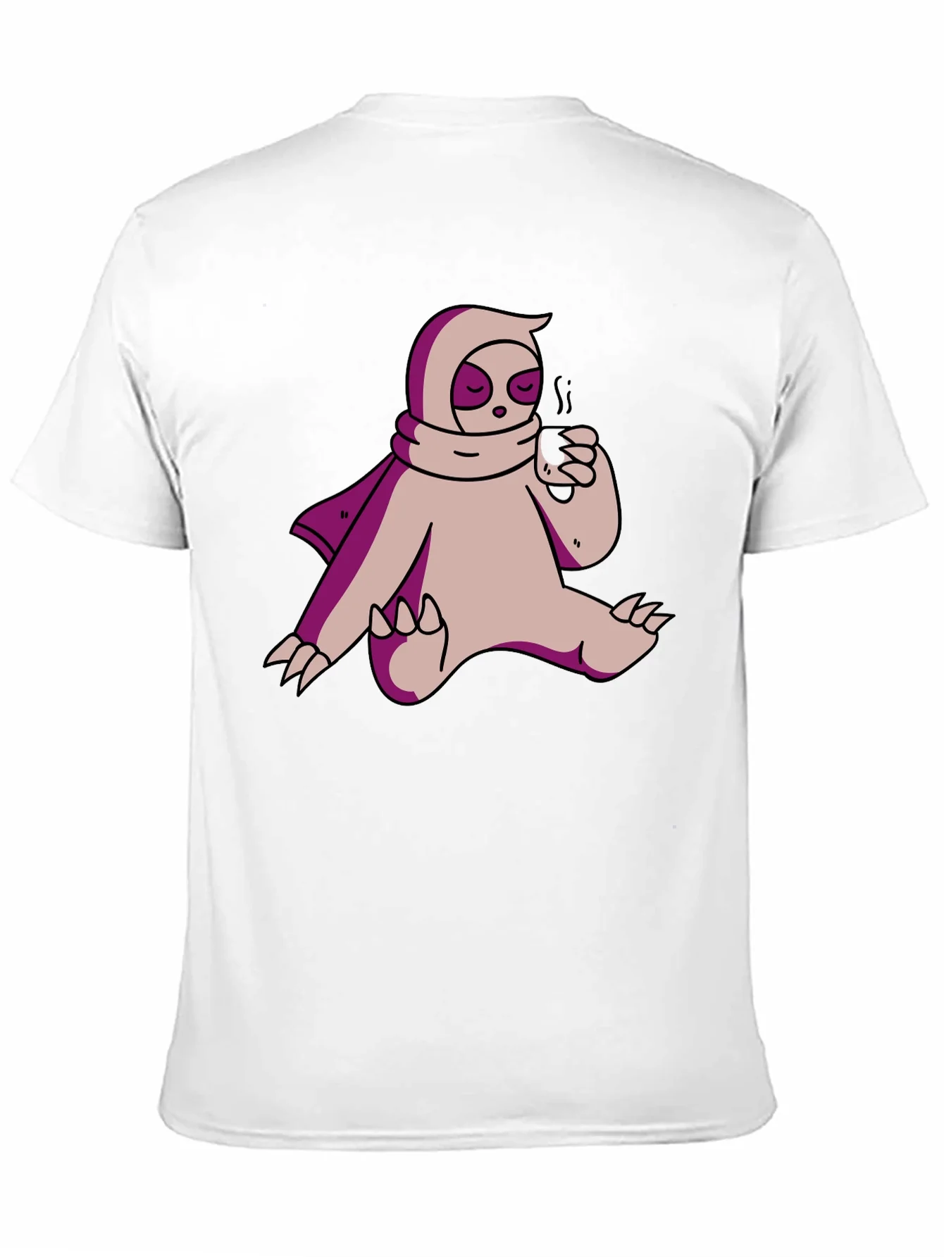 Camiseta Negra con Dise?o de Oso Perezoso Bebiendo Caf¨¦
