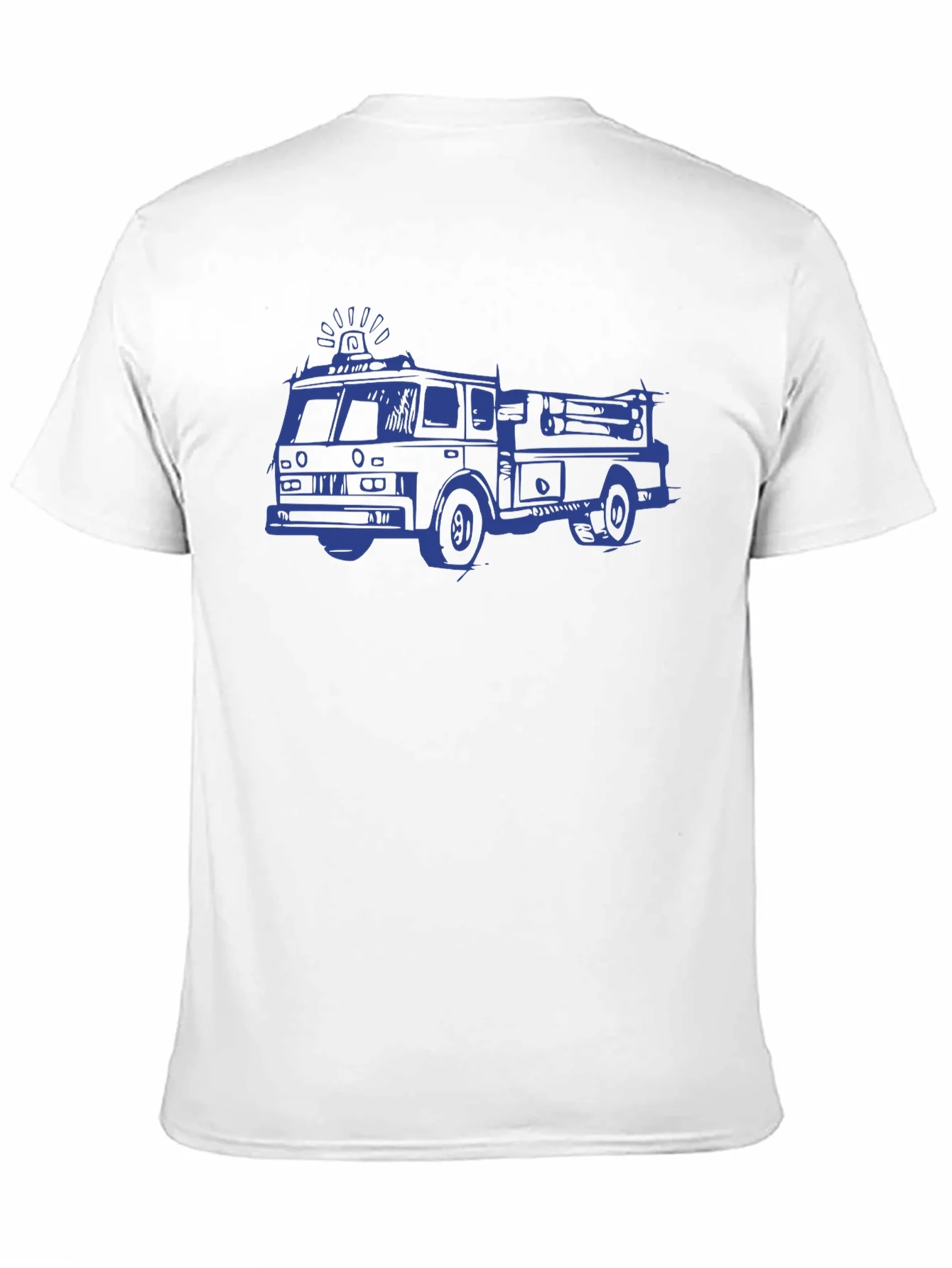 Camiseta Negra con Dibujo de Cami¨®n de Bomberos Azul