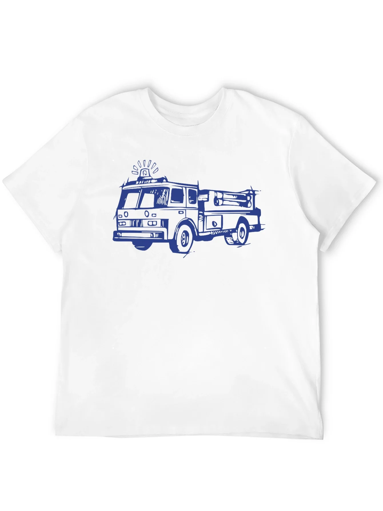 Camiseta Negra con Dibujo de Cami¨®n de Bomberos Azul