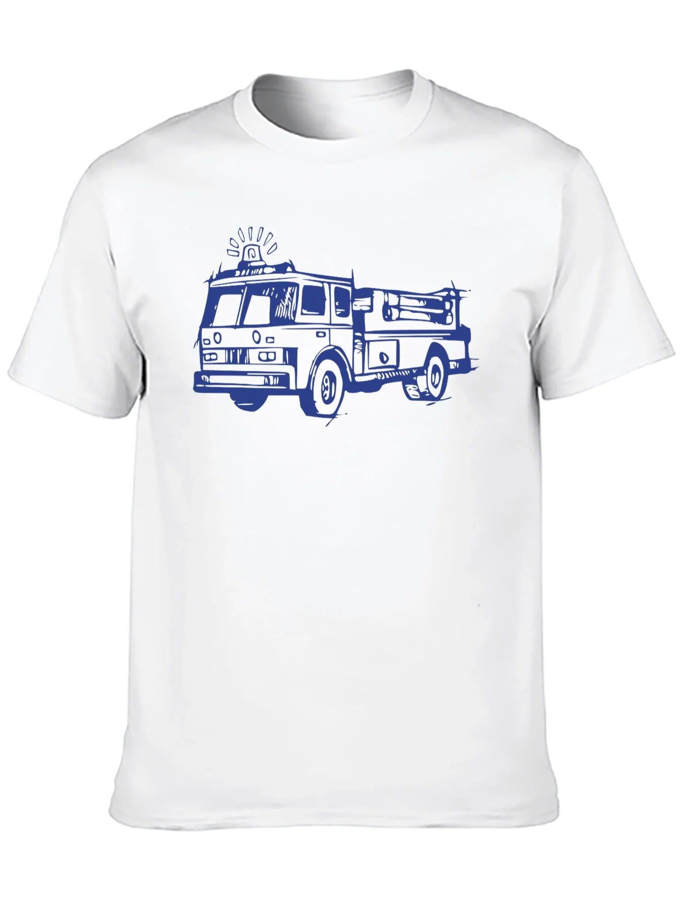 Camiseta Negra con Dibujo de Cami¨®n de Bomberos Azul