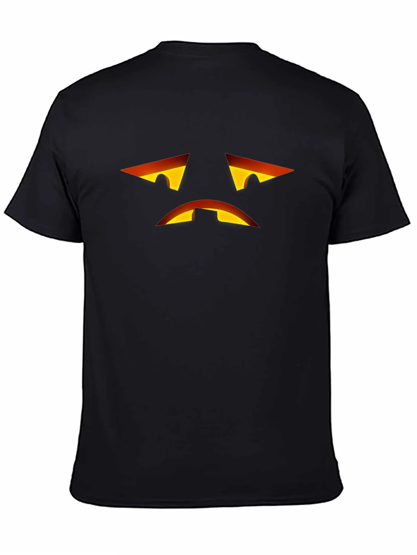 Camiseta Negra con Dise?o de Calabaza Triste para Halloween