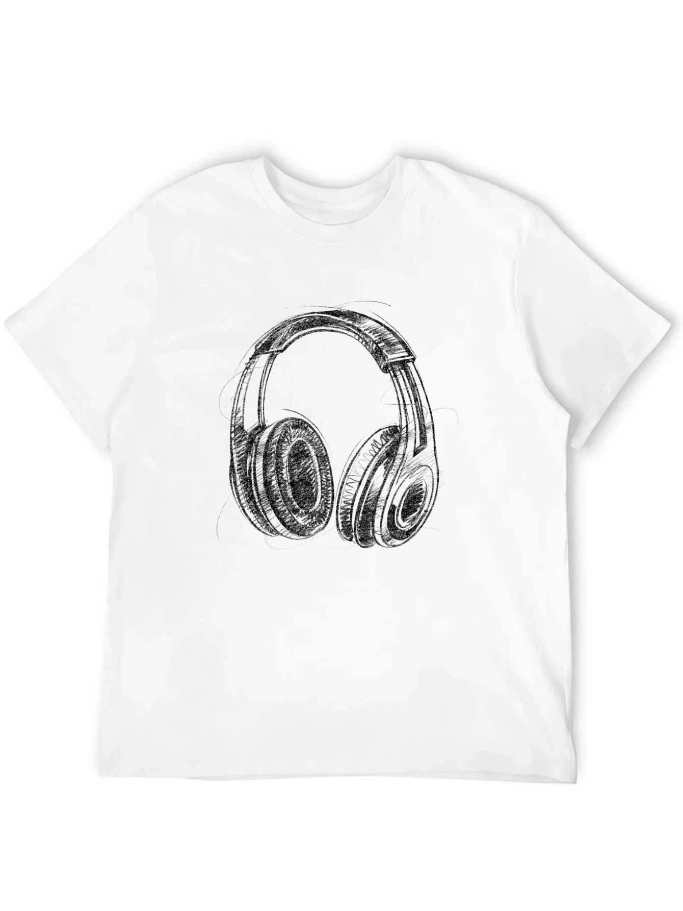 Camiseta Negra con Dise?o de Auriculares