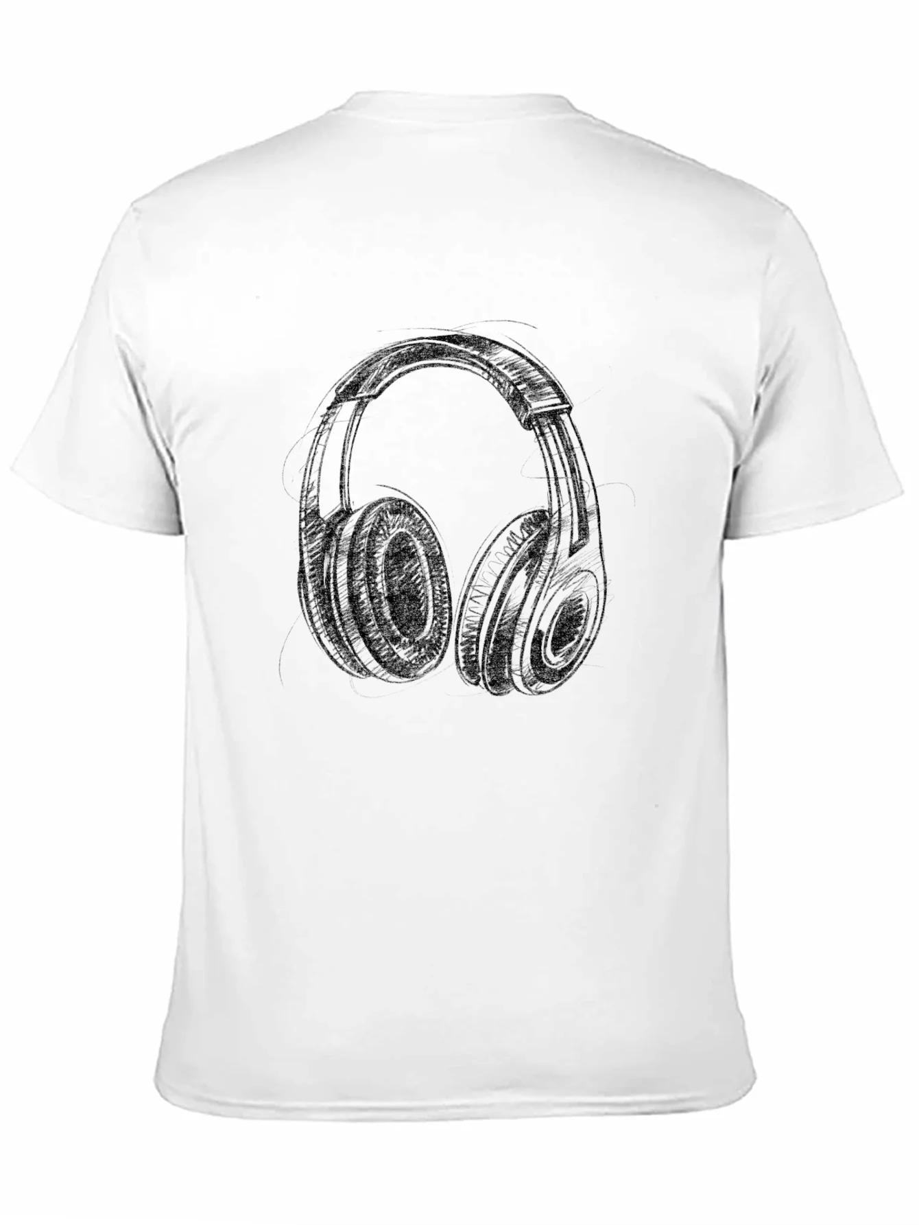 Camiseta Negra con Dise?o de Auriculares