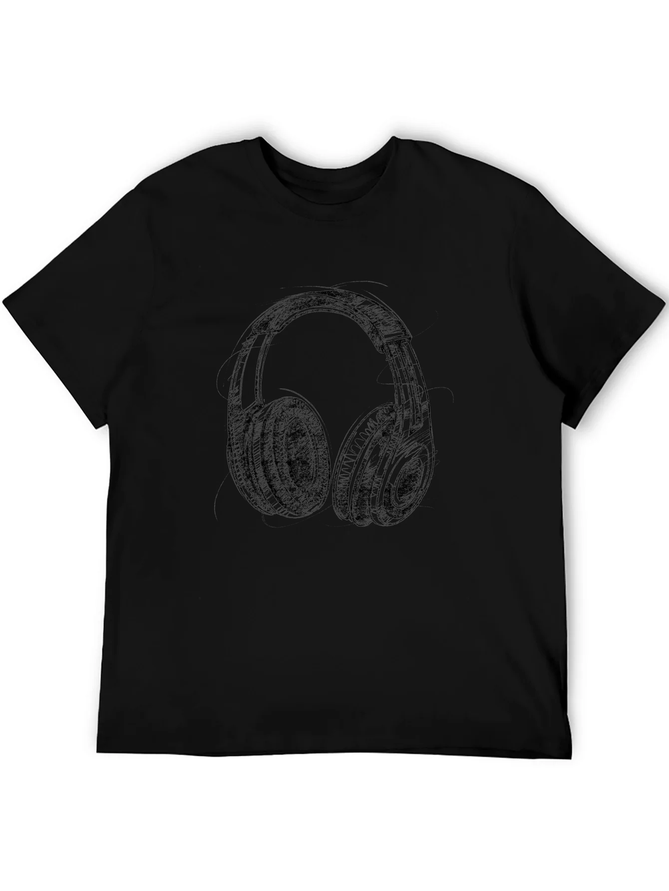 Camiseta Negra con Dise?o de Auriculares