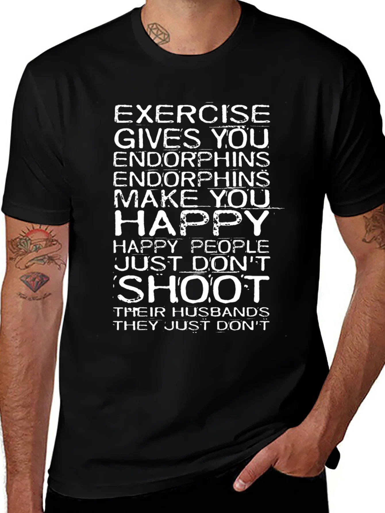 Rebbecca Exercise Makes You Happy Funny Graphic T-Shirt