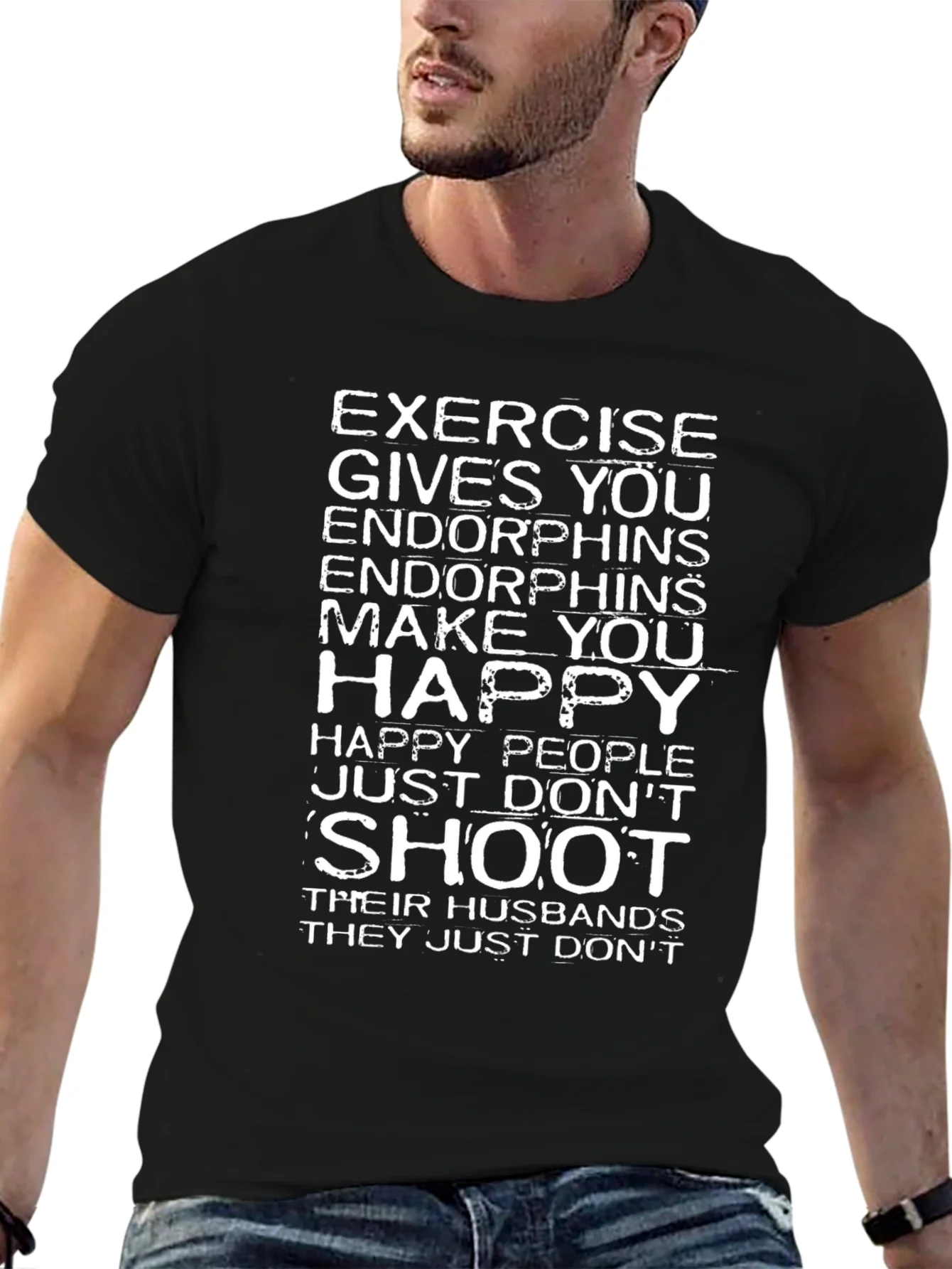 Rebbecca Exercise Makes You Happy Funny Graphic T-Shirt
