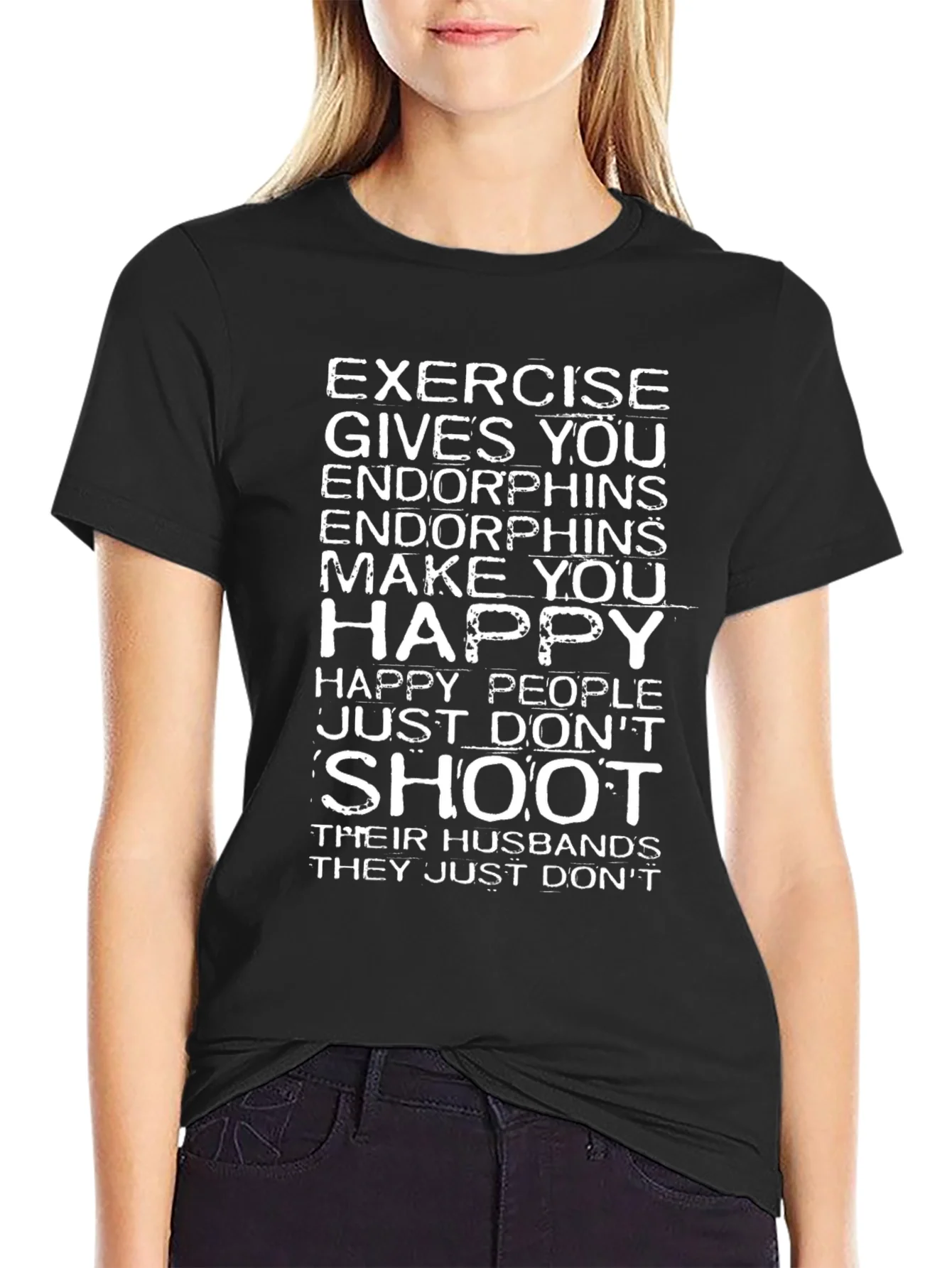 Rebbecca Exercise Makes You Happy Funny Graphic T-Shirt