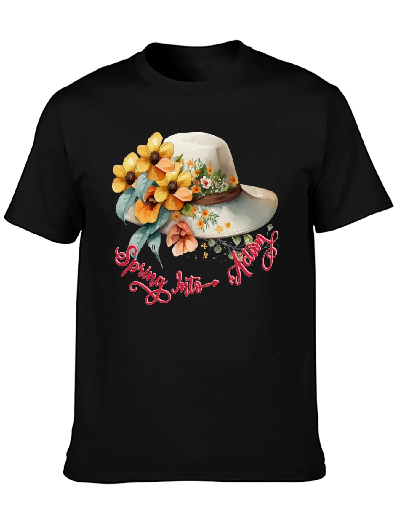 Rebbecca Floral Hat Spring Into Action Graphic Tee