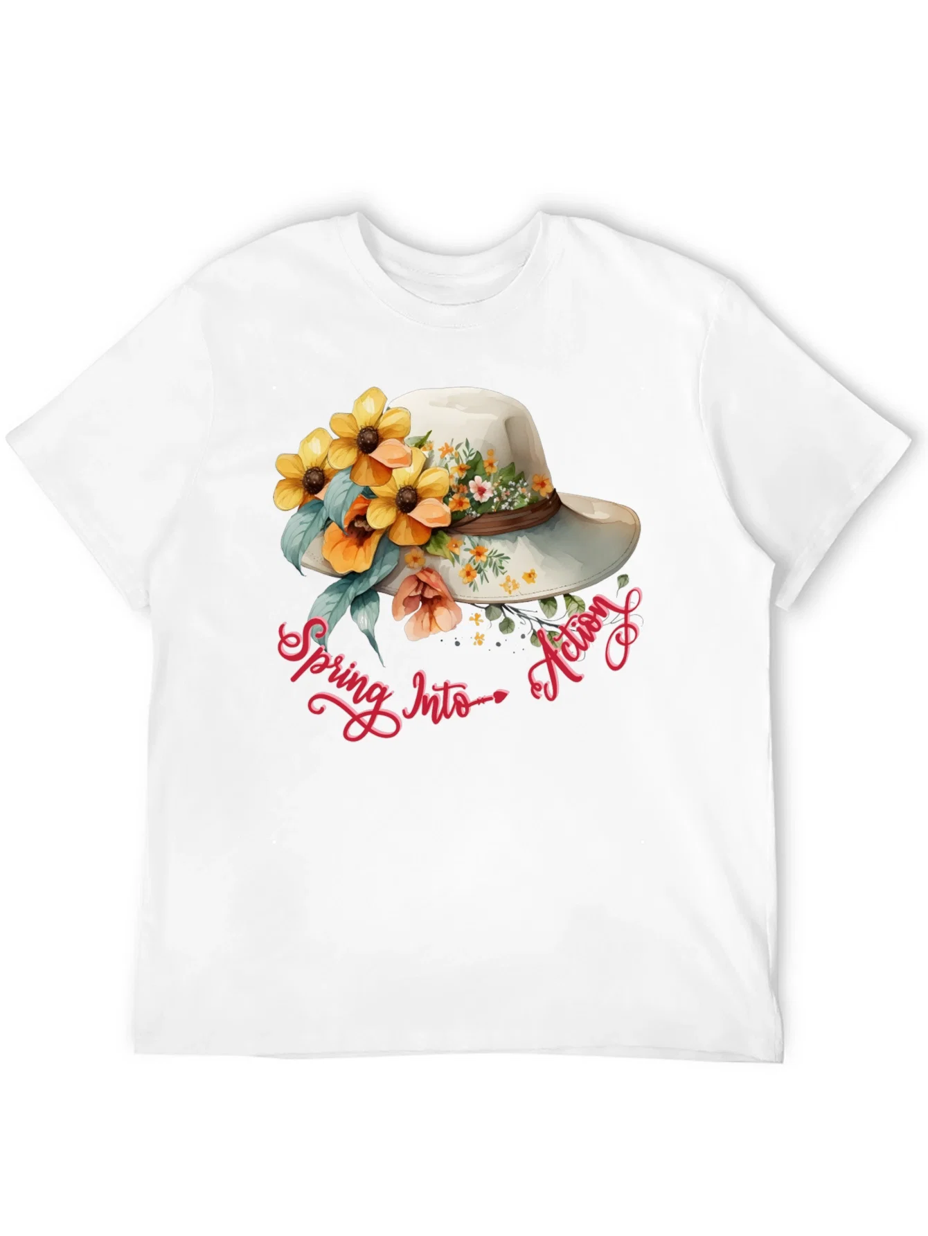 Rebbecca Floral Hat Spring Into Action Graphic Tee