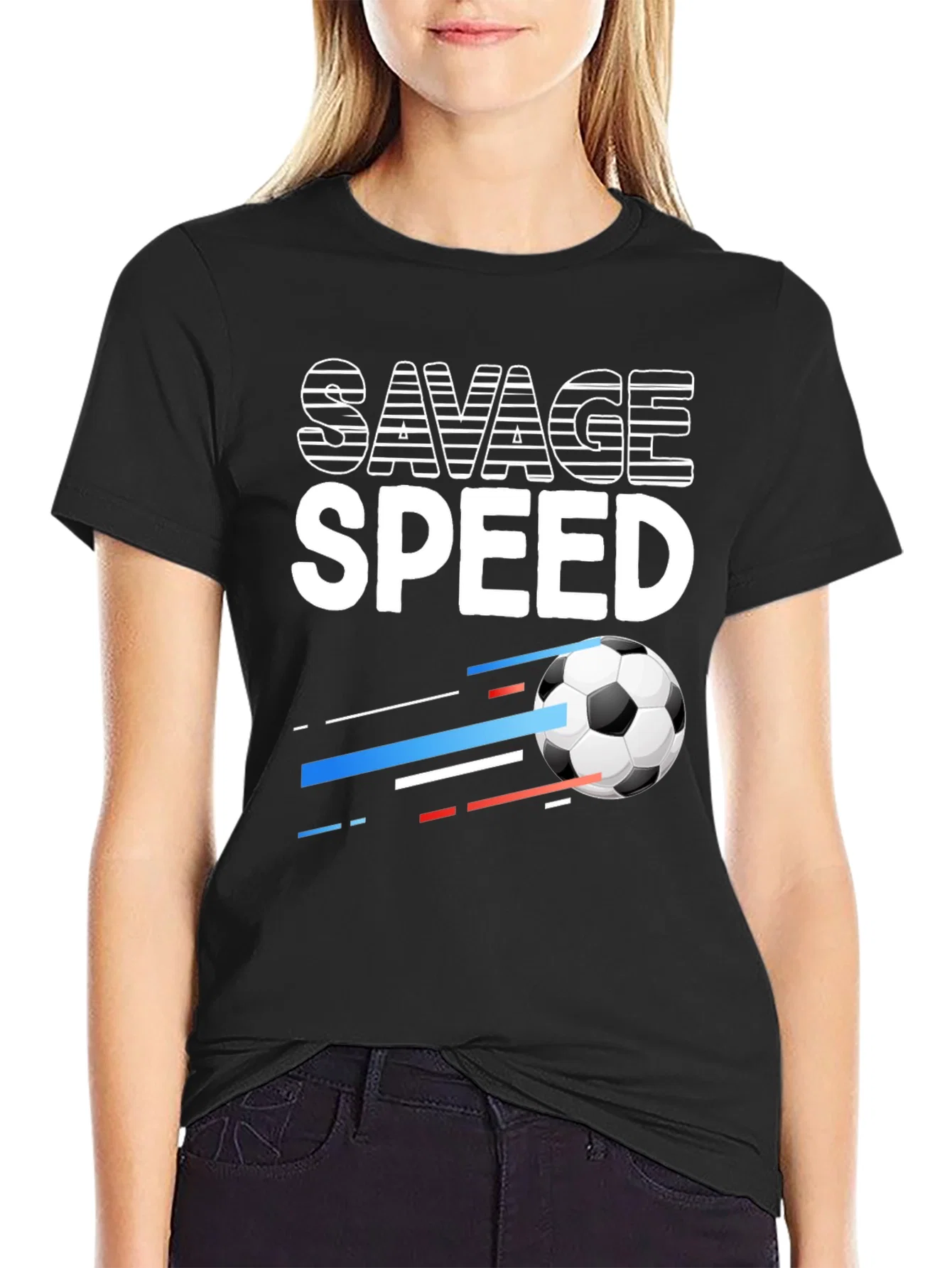 Rebbecca Savage Speed Soccer Ball Graphic Tee - Black