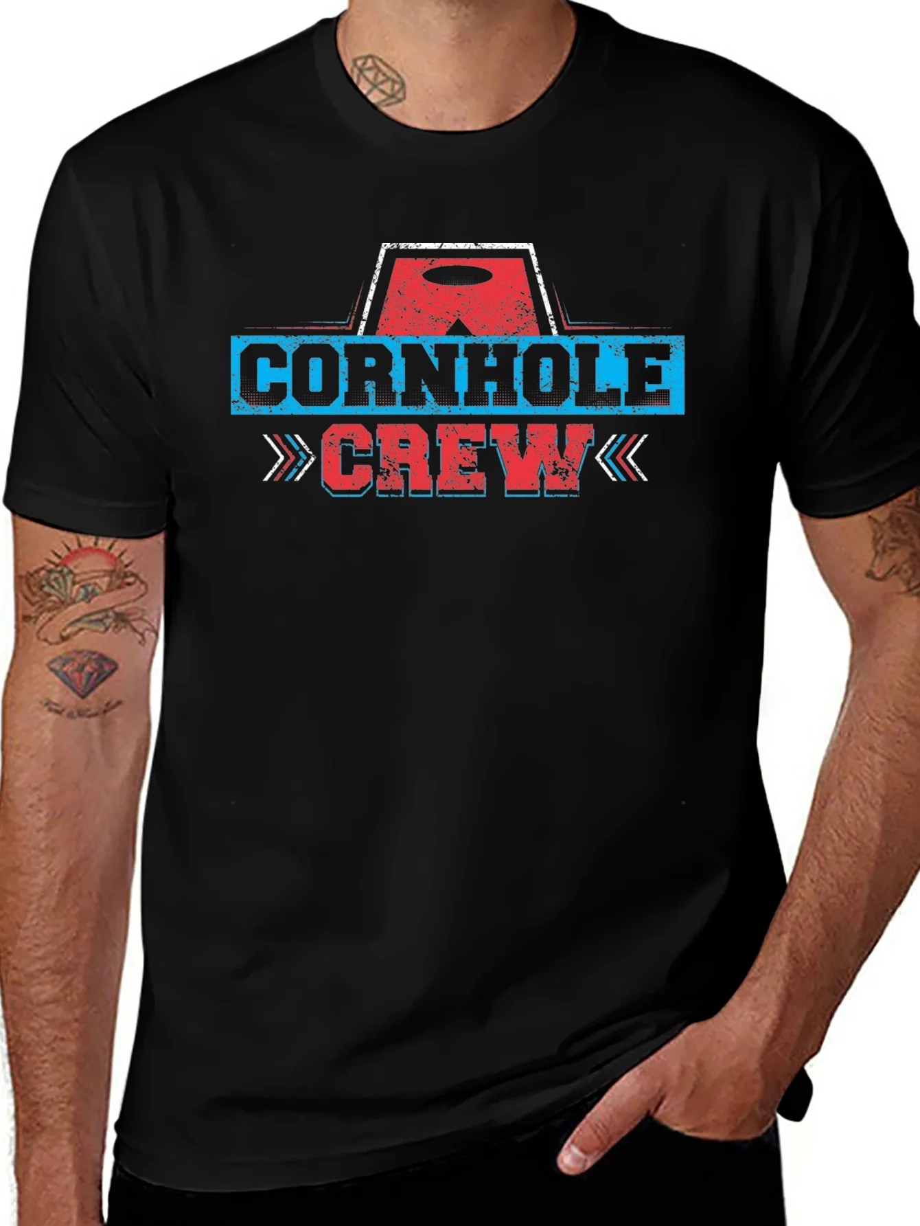Camiseta Negra Cornhole Crew