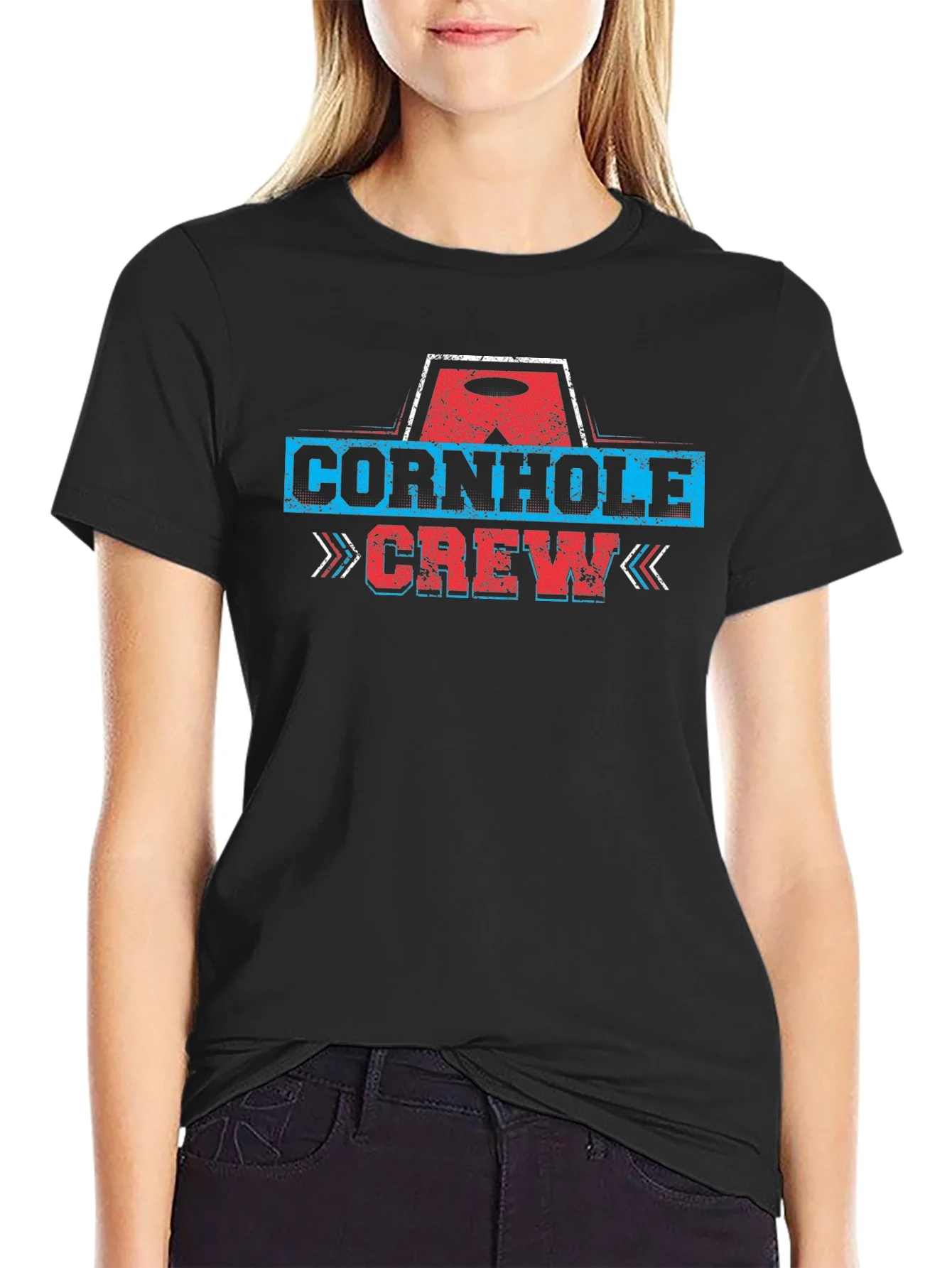 Camiseta Negra Cornhole Crew