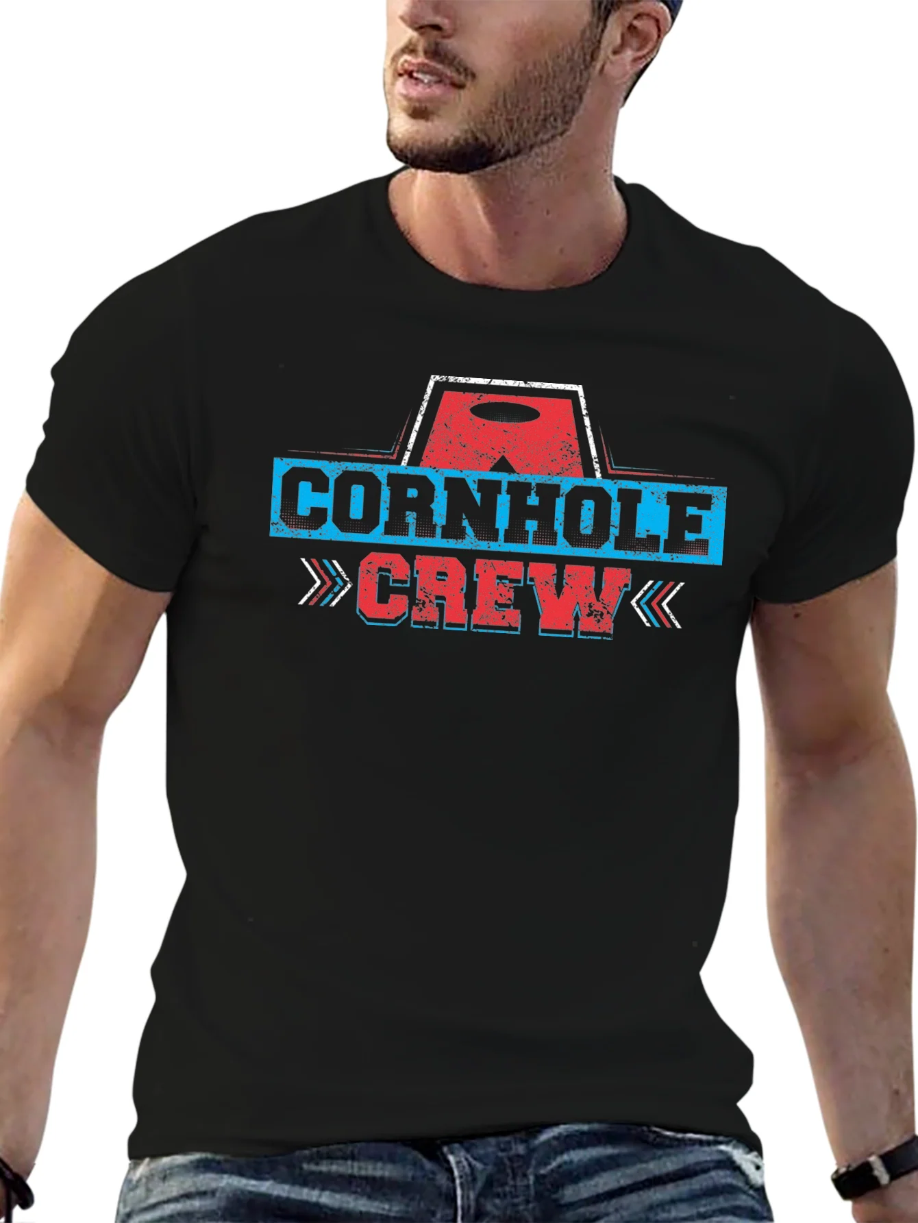 Camiseta Negra Cornhole Crew
