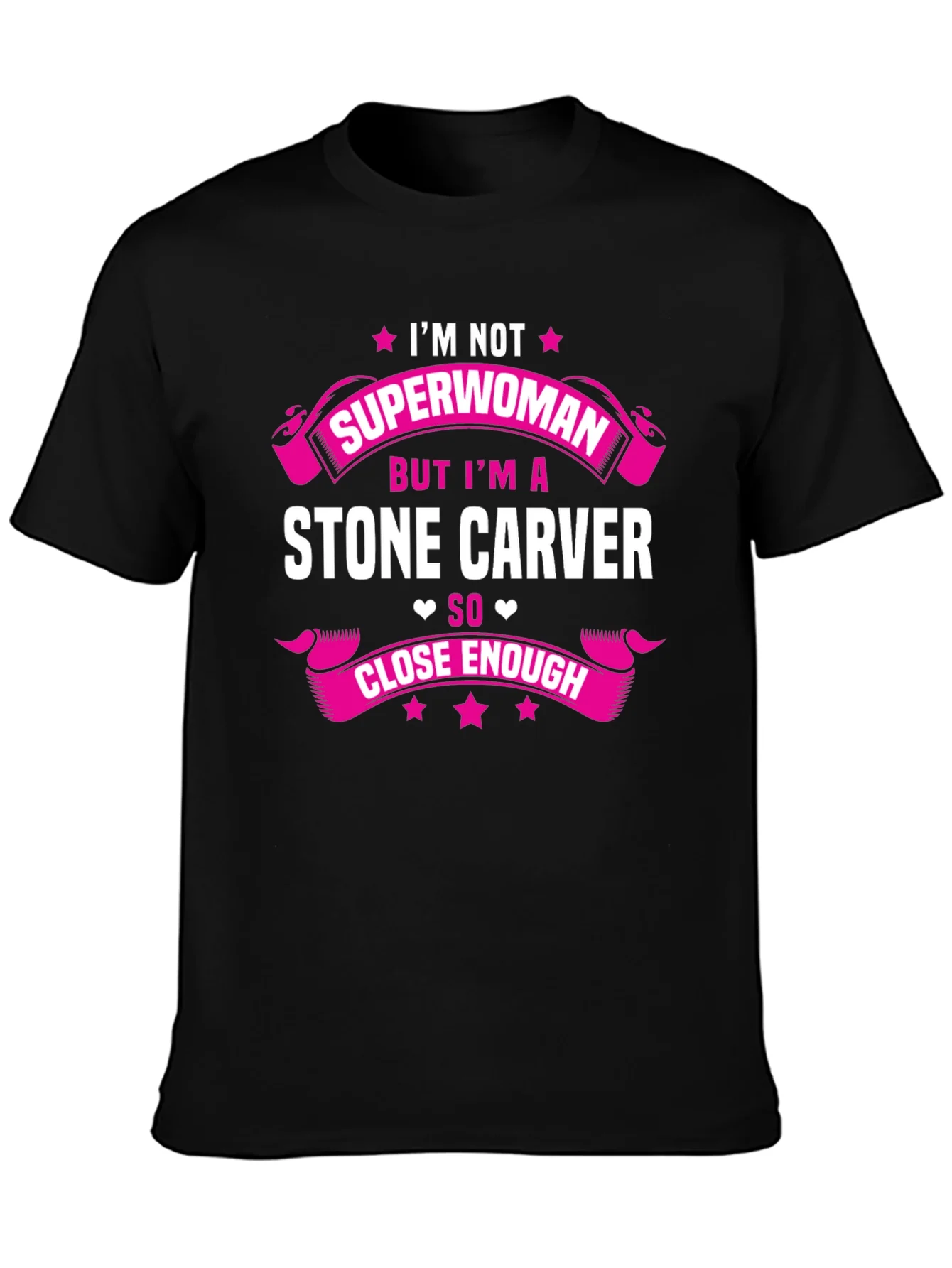 Camiseta Negra con Estampado Stone Carver