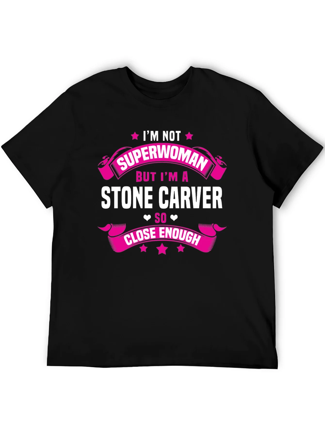 Camiseta Negra con Estampado Stone Carver