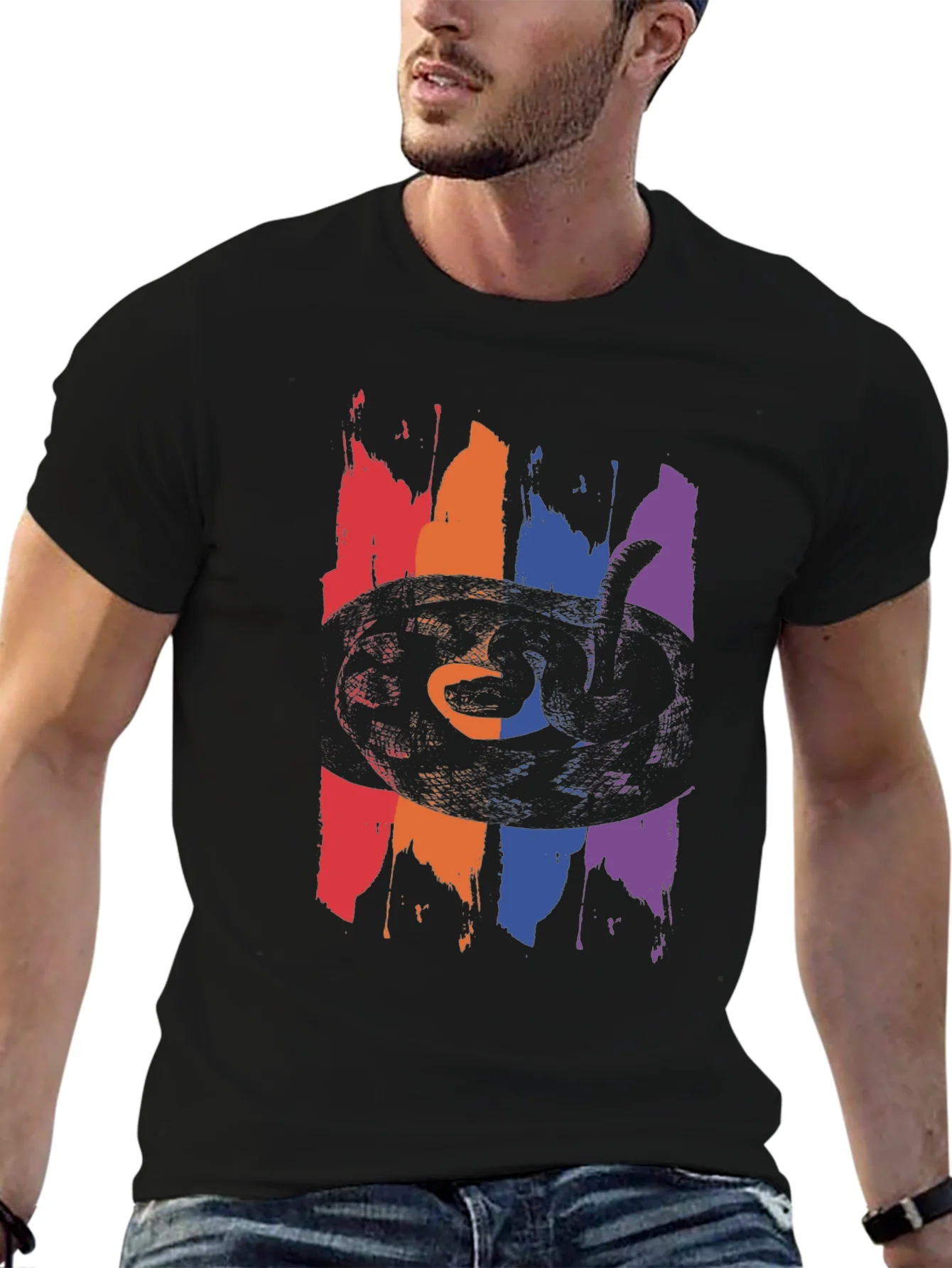 Rebbecca Mens Snake Graphic Tee - Black