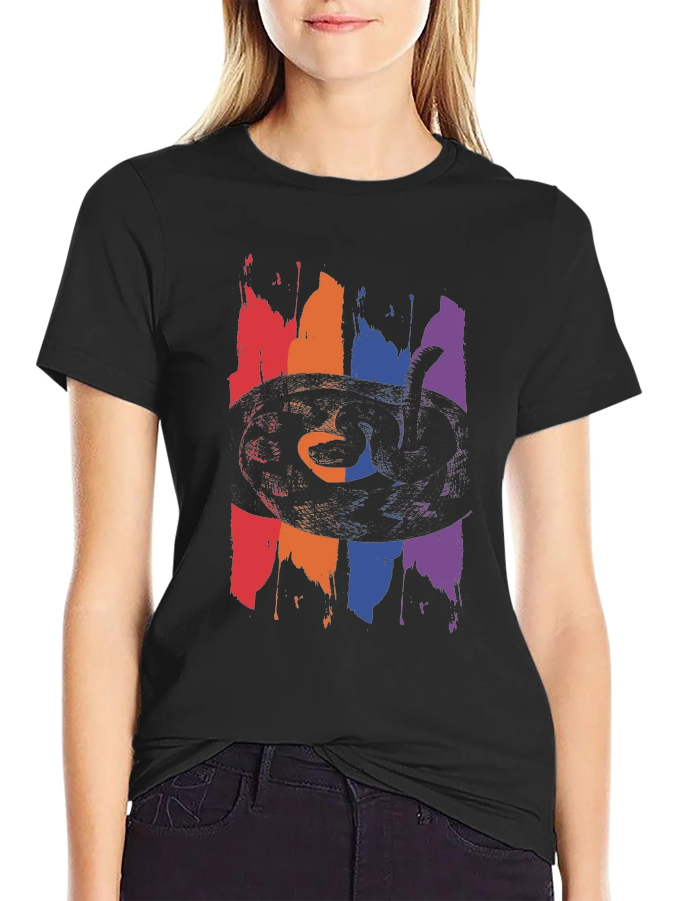Rebbecca Mens Snake Graphic Tee - Black