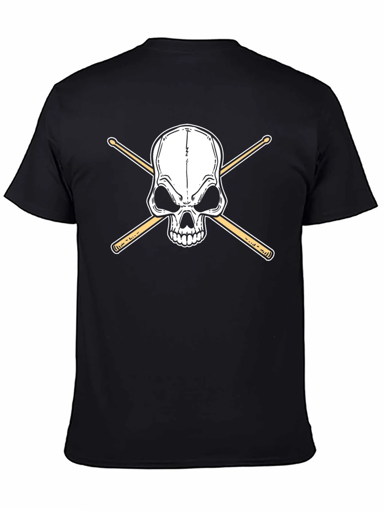 Camiseta Negra con Cr¨¢neo y Baquetas