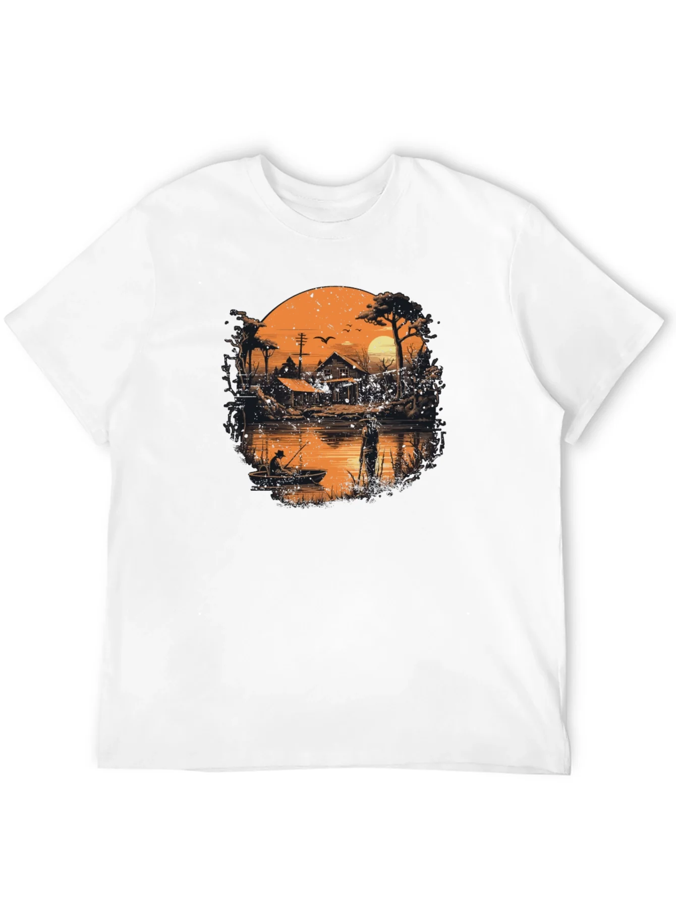 Rebbecca Fishing at Sunset Graphic T-Shirt