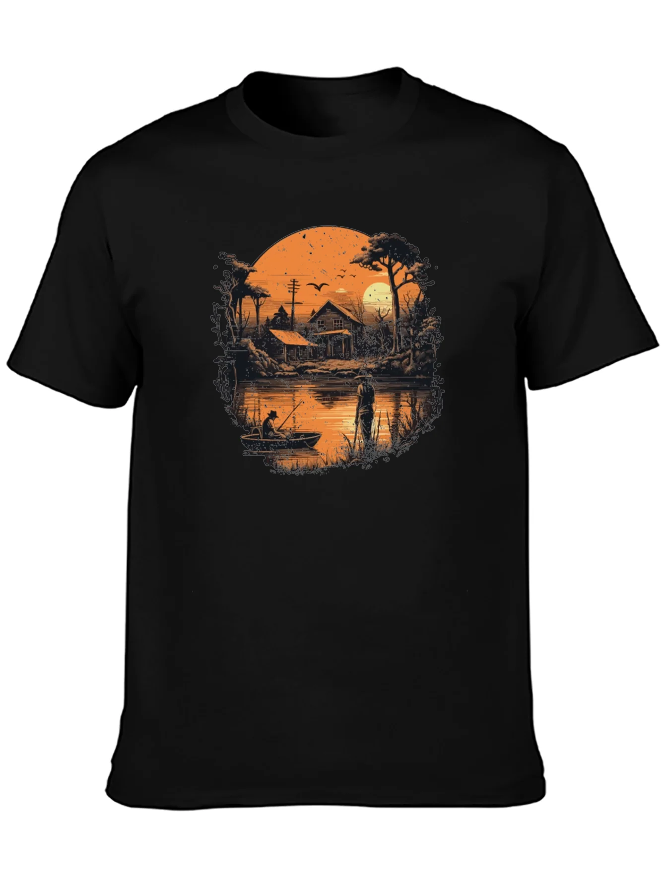 Rebbecca Fishing at Sunset Graphic T-Shirt