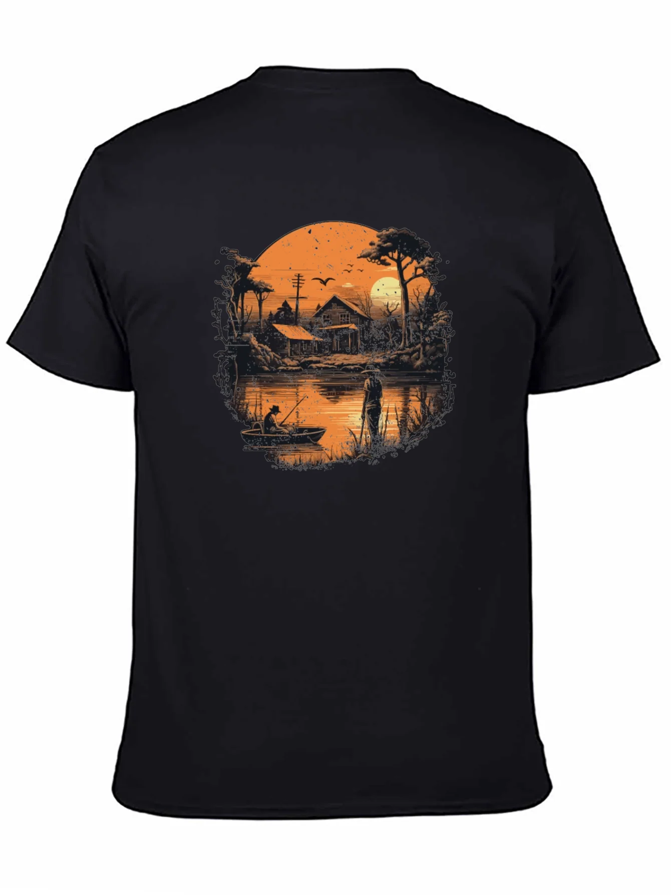 Rebbecca Fishing at Sunset Graphic T-Shirt