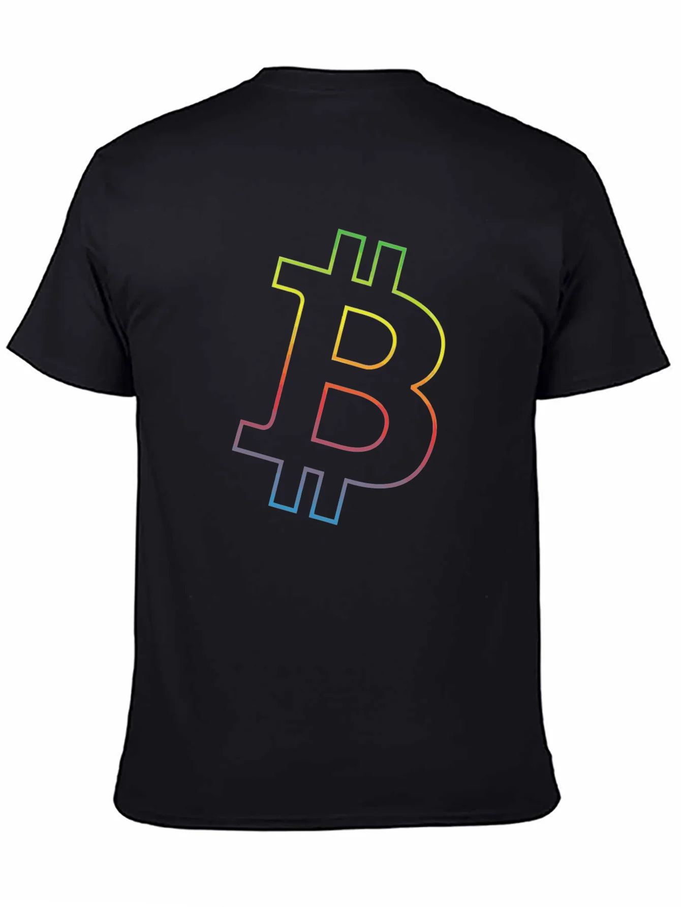 Rebbecca Bitcoin Rainbow Outline Black T-Shirt