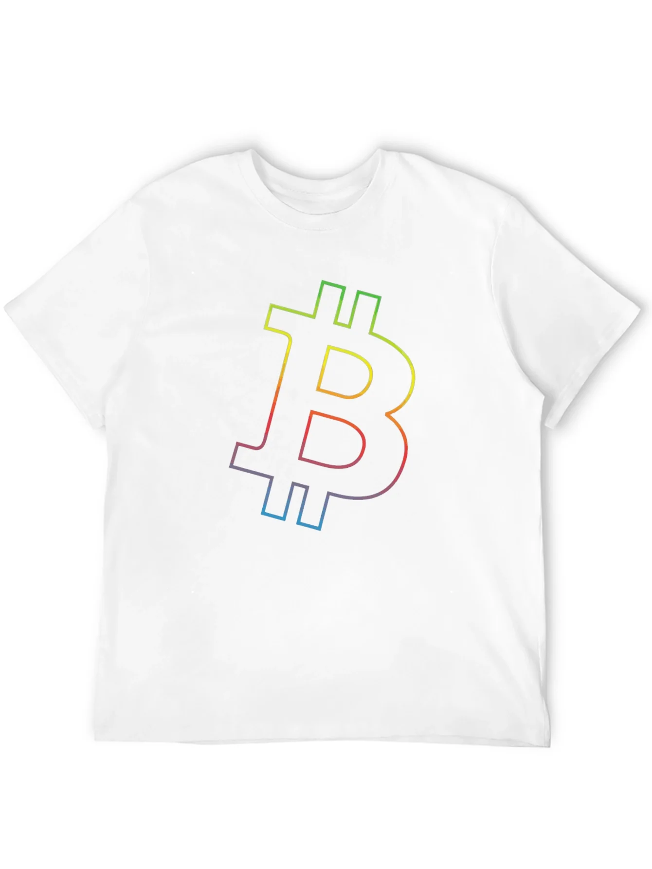 Rebbecca Bitcoin Rainbow Outline Black T-Shirt