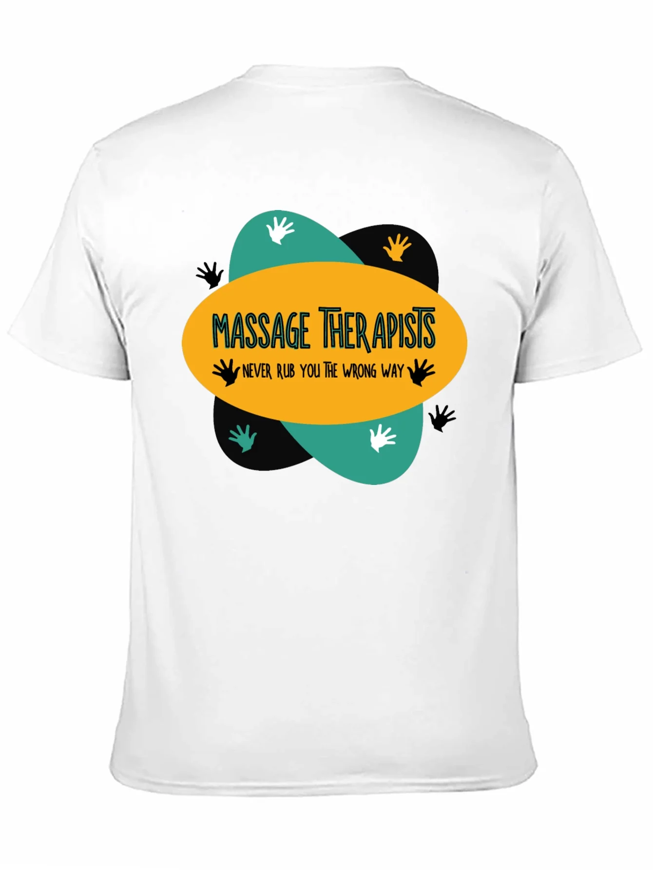 Camiseta Negra con Dise?o de Masajistas