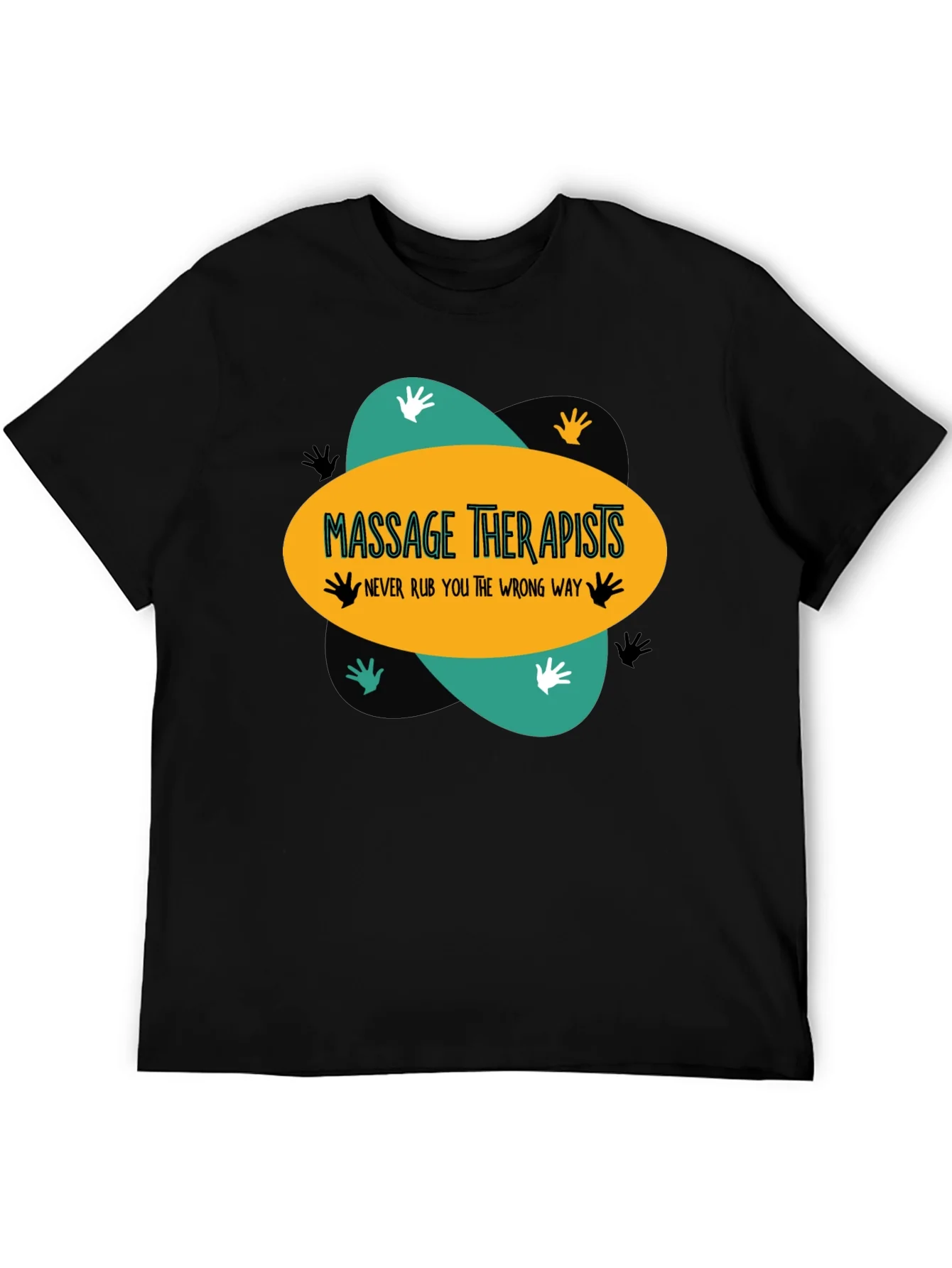 Camiseta Negra con Dise?o de Masajistas