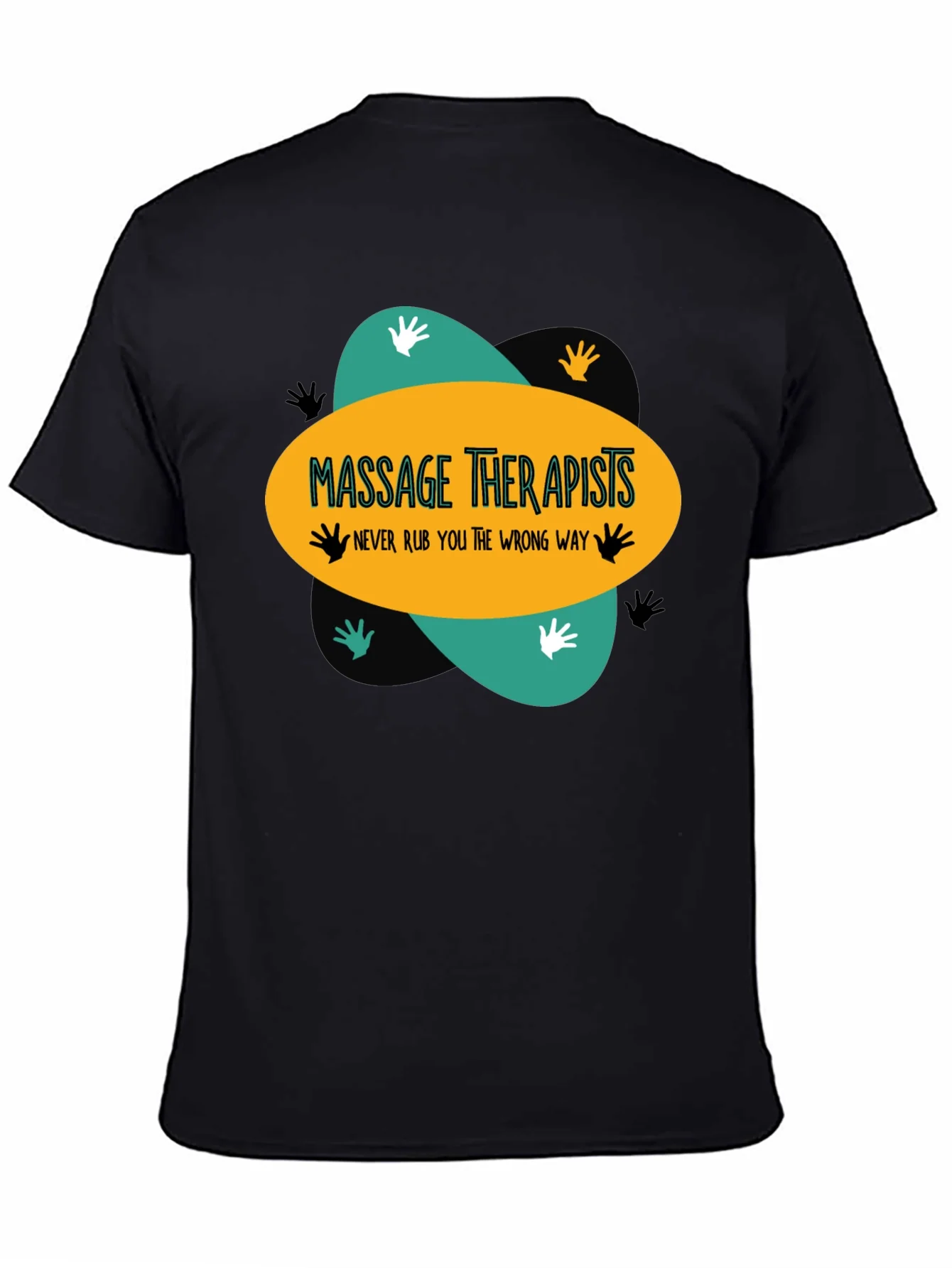 Camiseta Negra con Dise?o de Masajistas