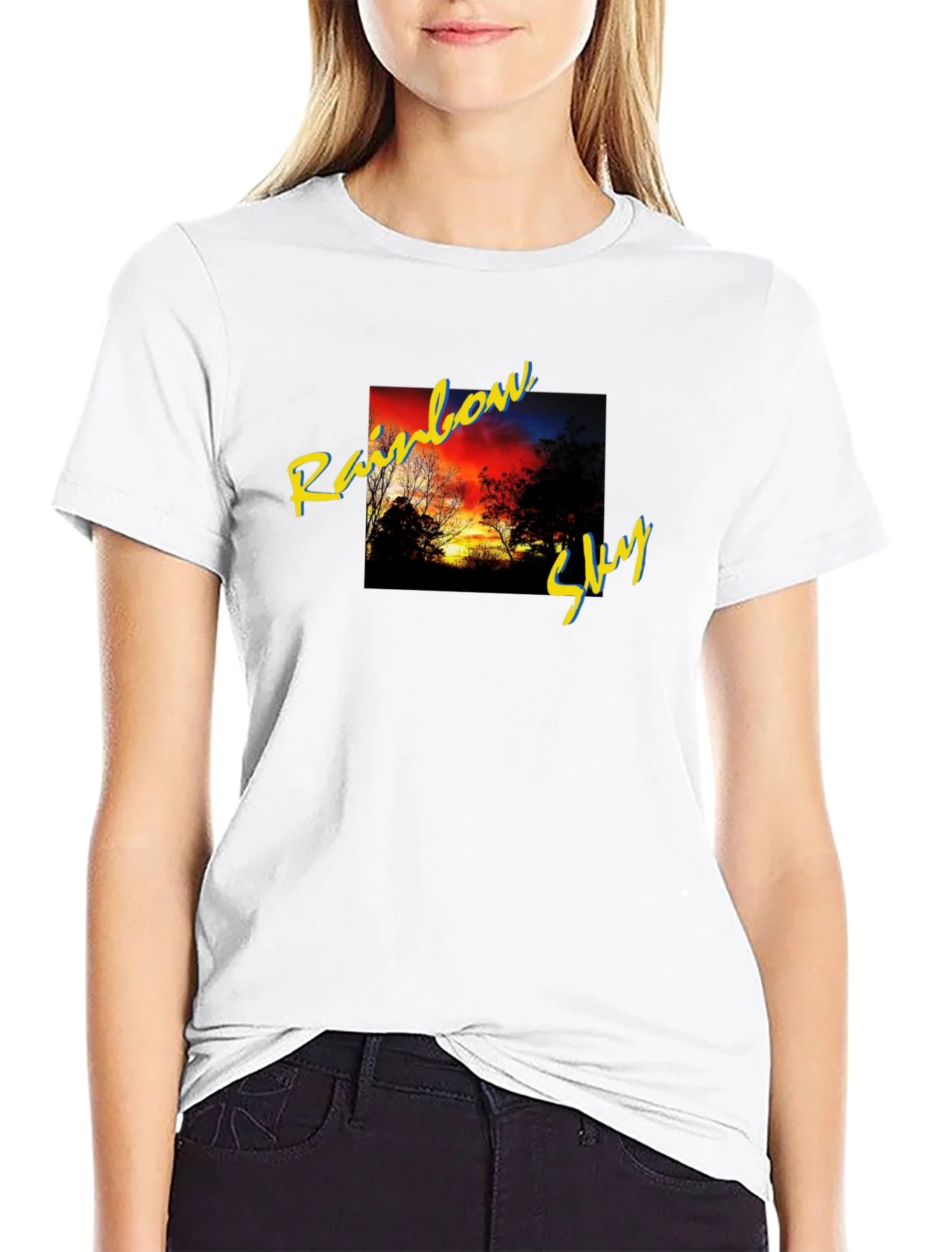 Camiseta Negra Cielo Arco¨ªris