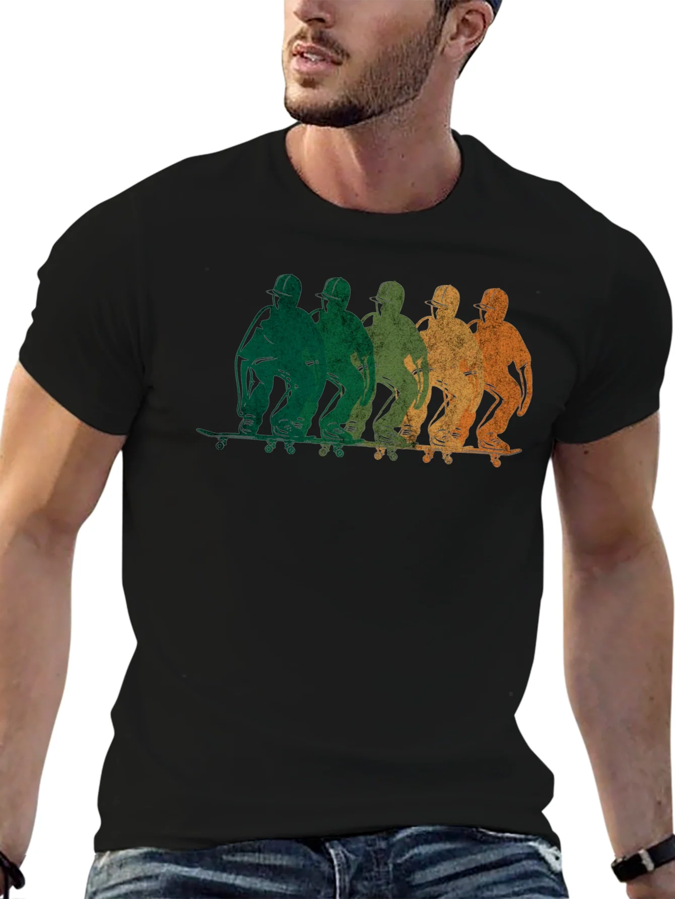 Rebbecca Retro Skateboarder Graphic Black T-Shirt