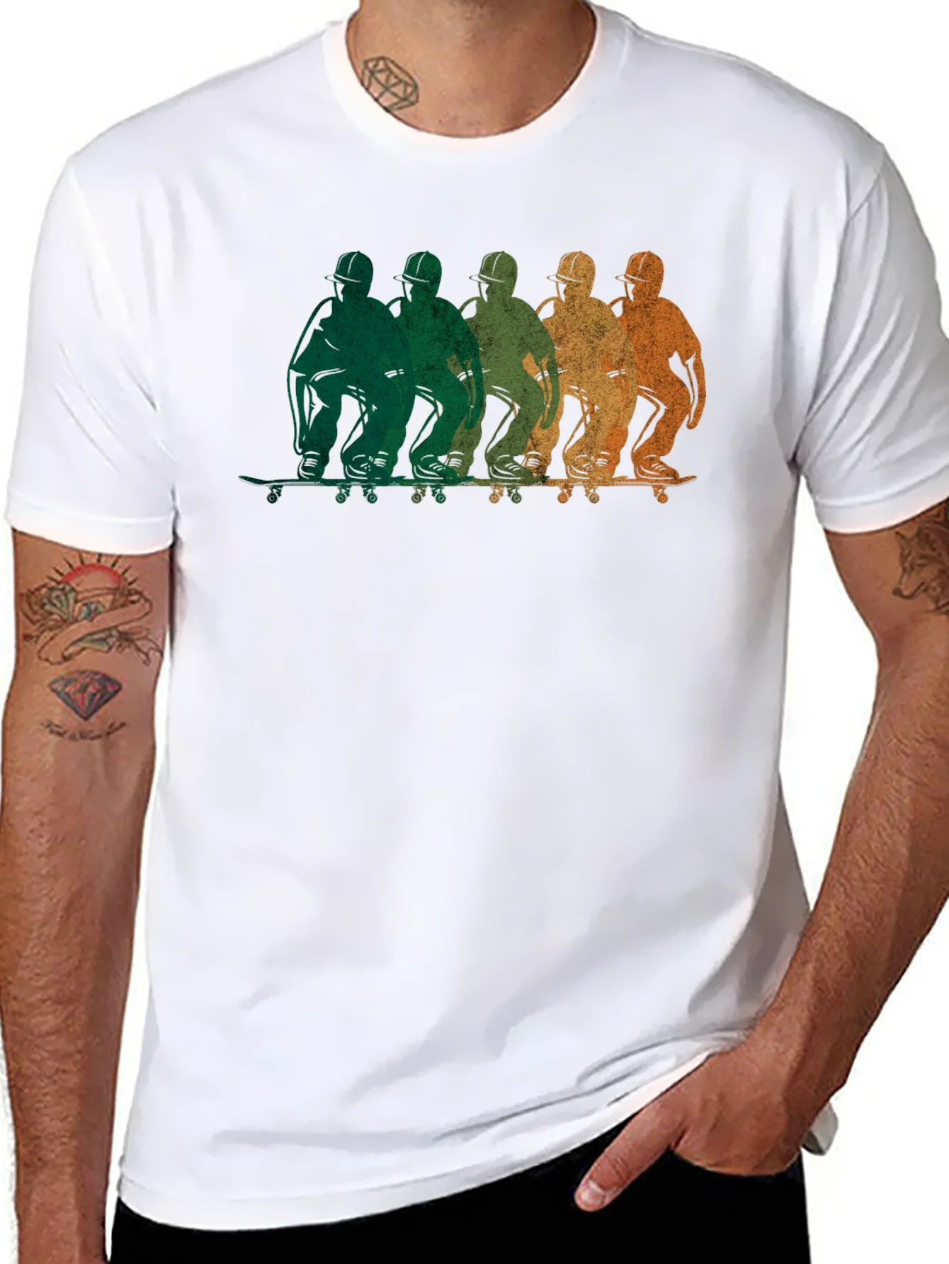 Rebbecca Retro Skateboarder Graphic Black T-Shirt