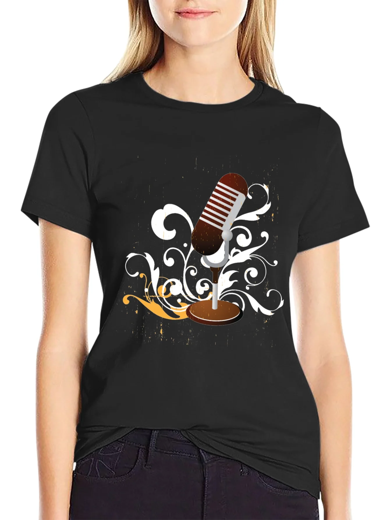 Rebbecca Retro Microphone Graphic Tee - Classic Style