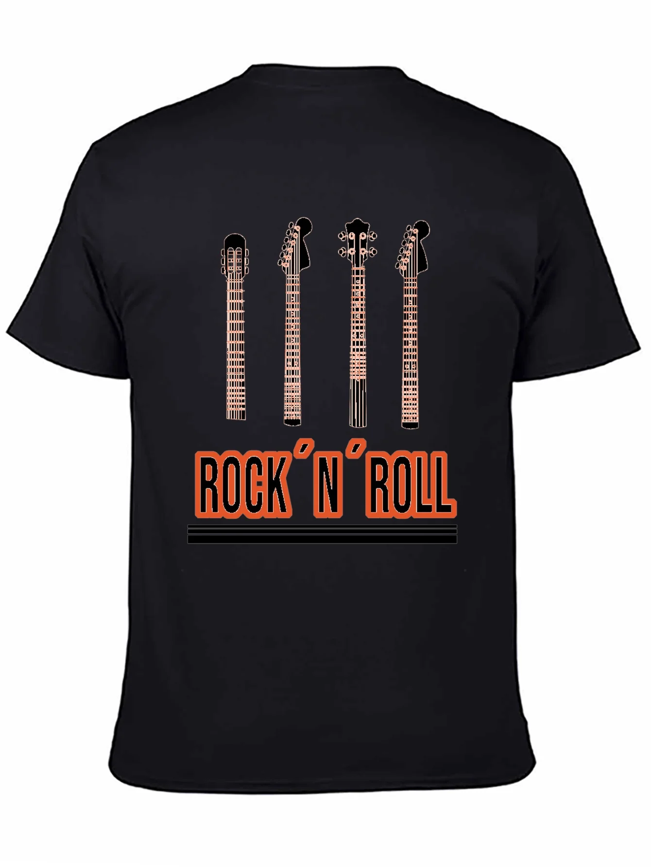 Camiseta Negra Estampado Rock N Roll para Hombre