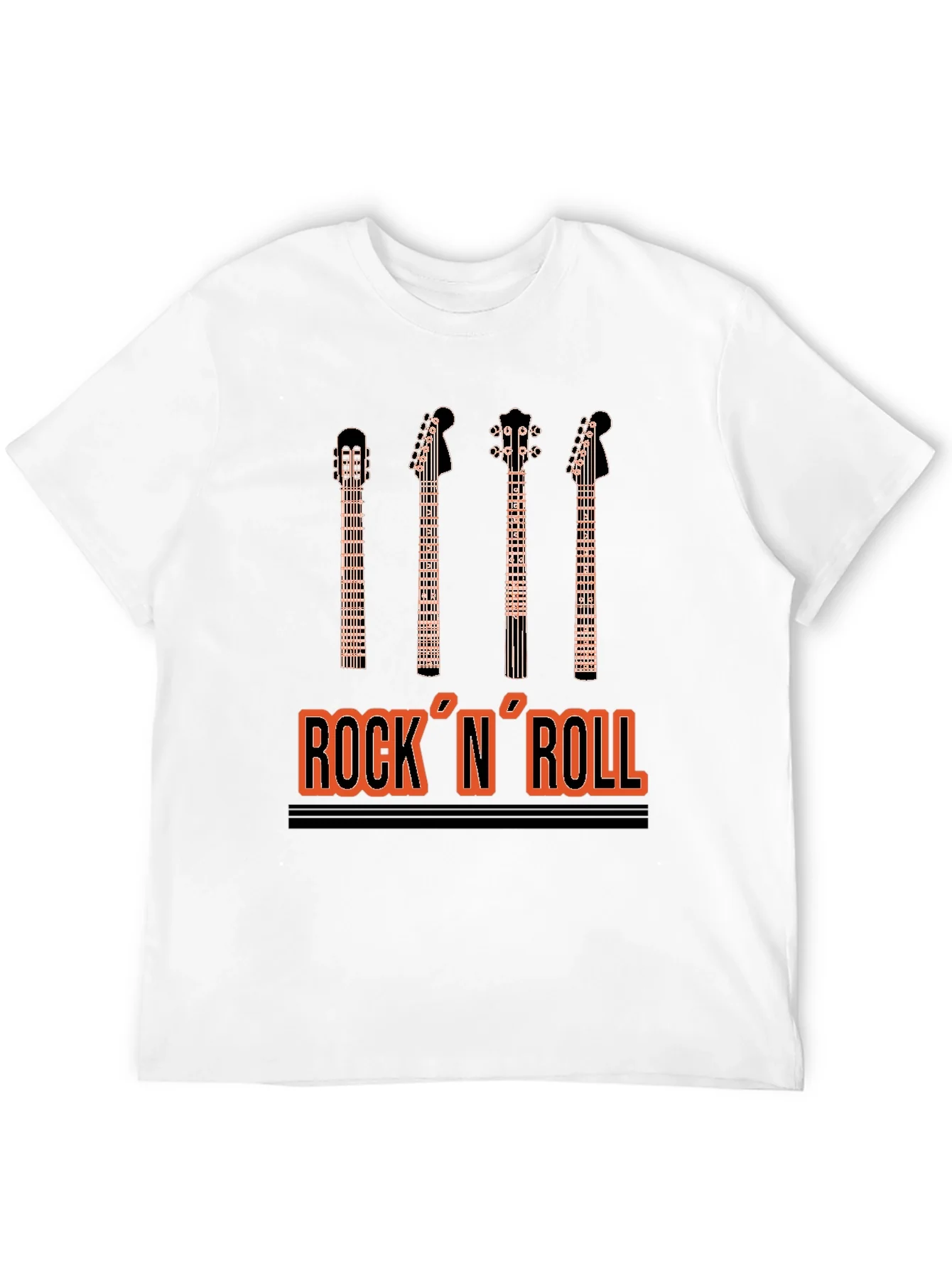 Camiseta Negra Estampado Rock N Roll para Hombre