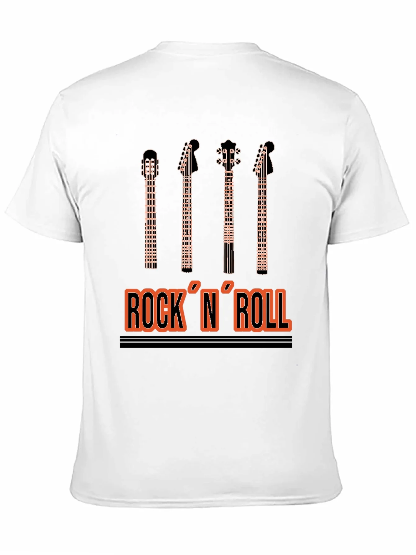 Camiseta Negra Estampado Rock N Roll para Hombre