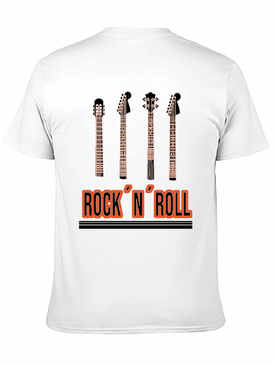 Camiseta Negra Estampado Rock N Roll para Hombre