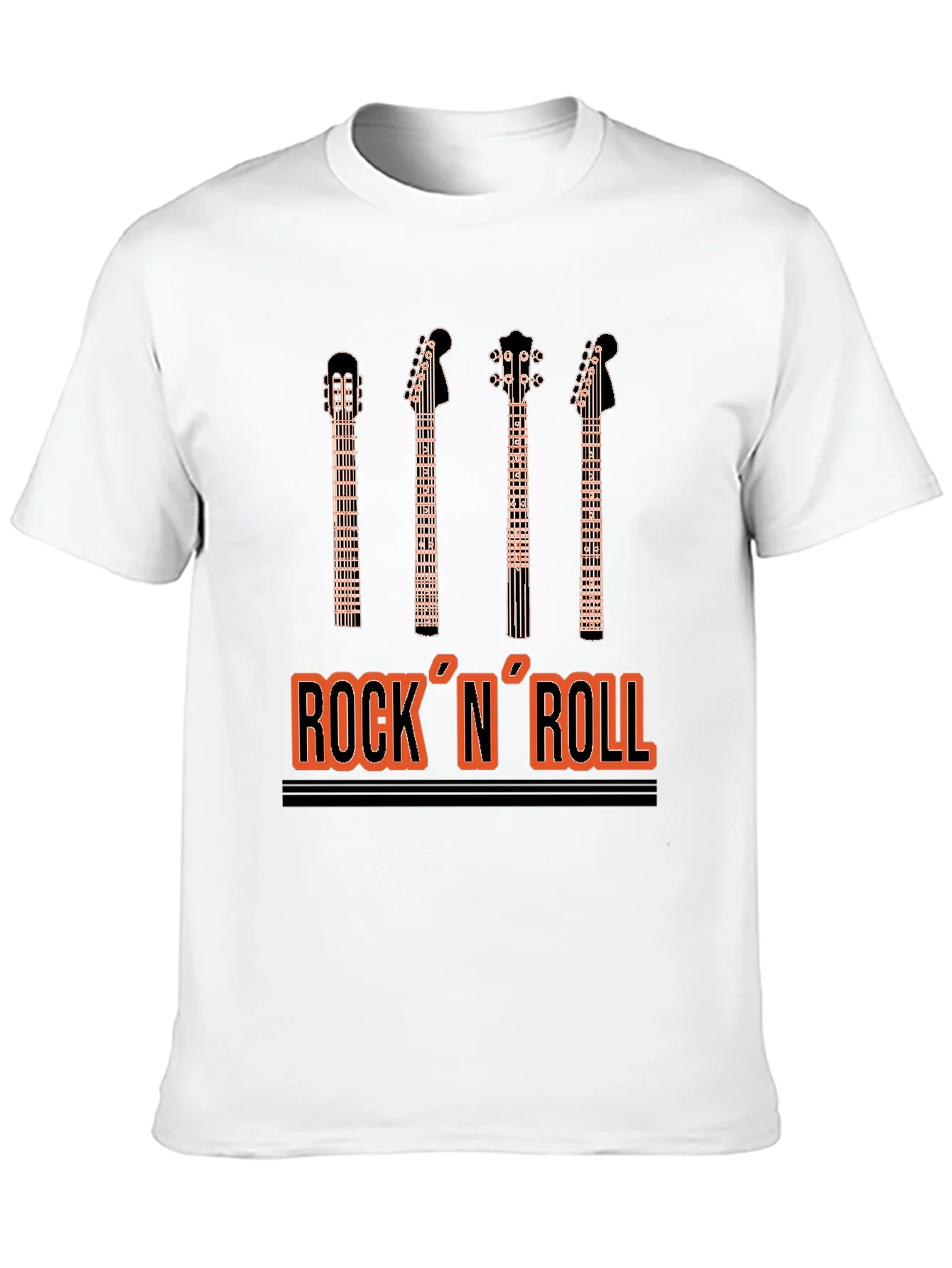 Camiseta Negra Estampado Rock N Roll para Hombre