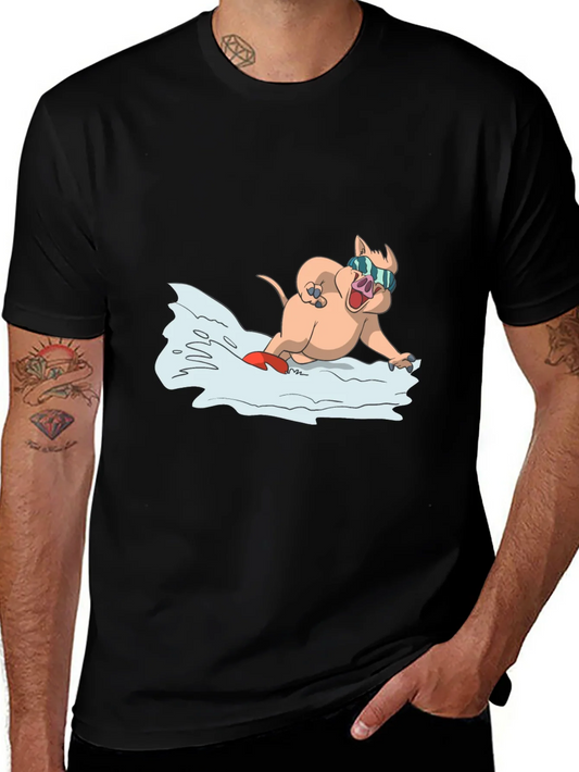 Rebbecca Cool Pig Snowboarding T-Shirt - Black