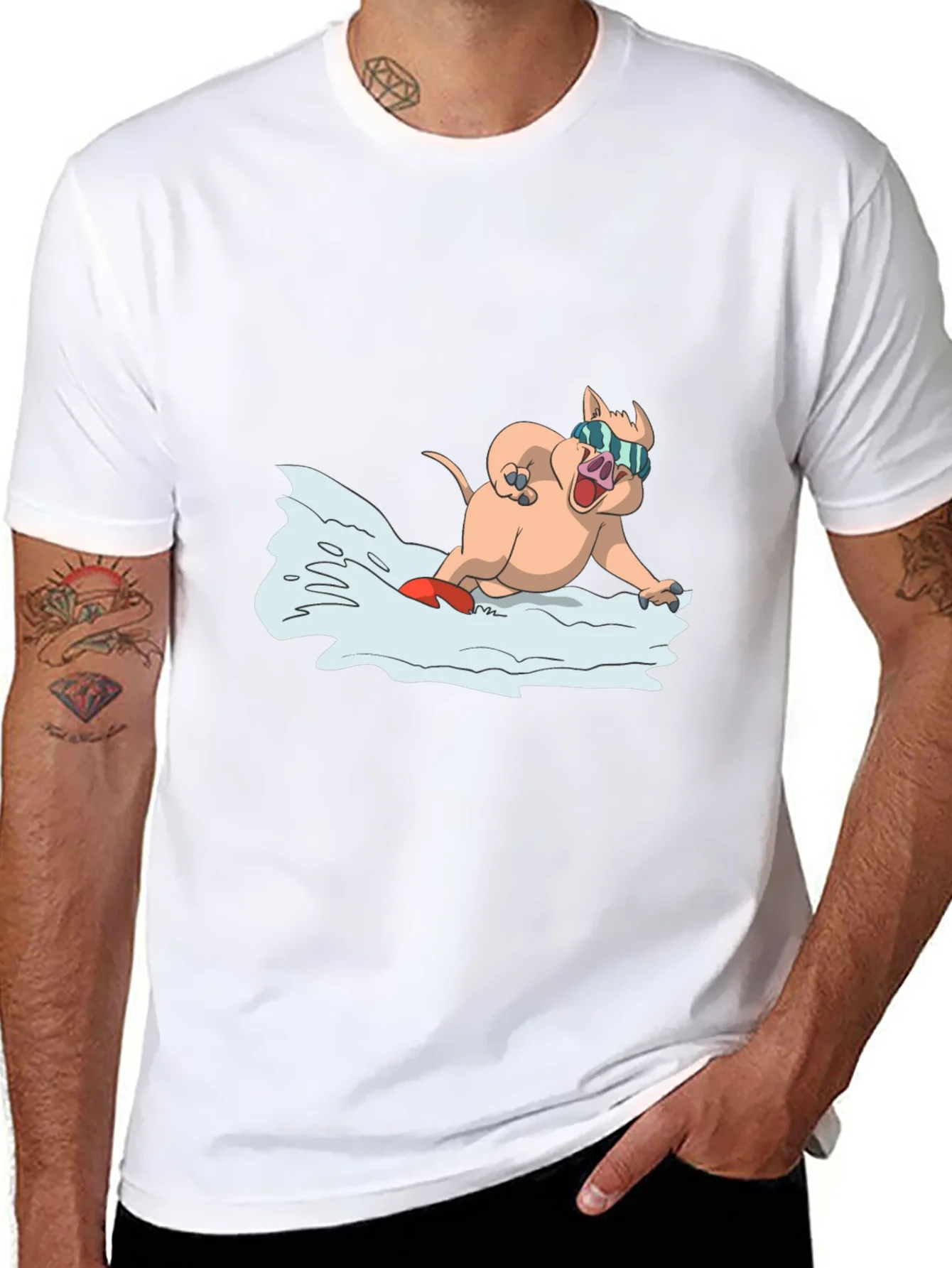 Rebbecca Cool Pig Snowboarding T-Shirt - Black