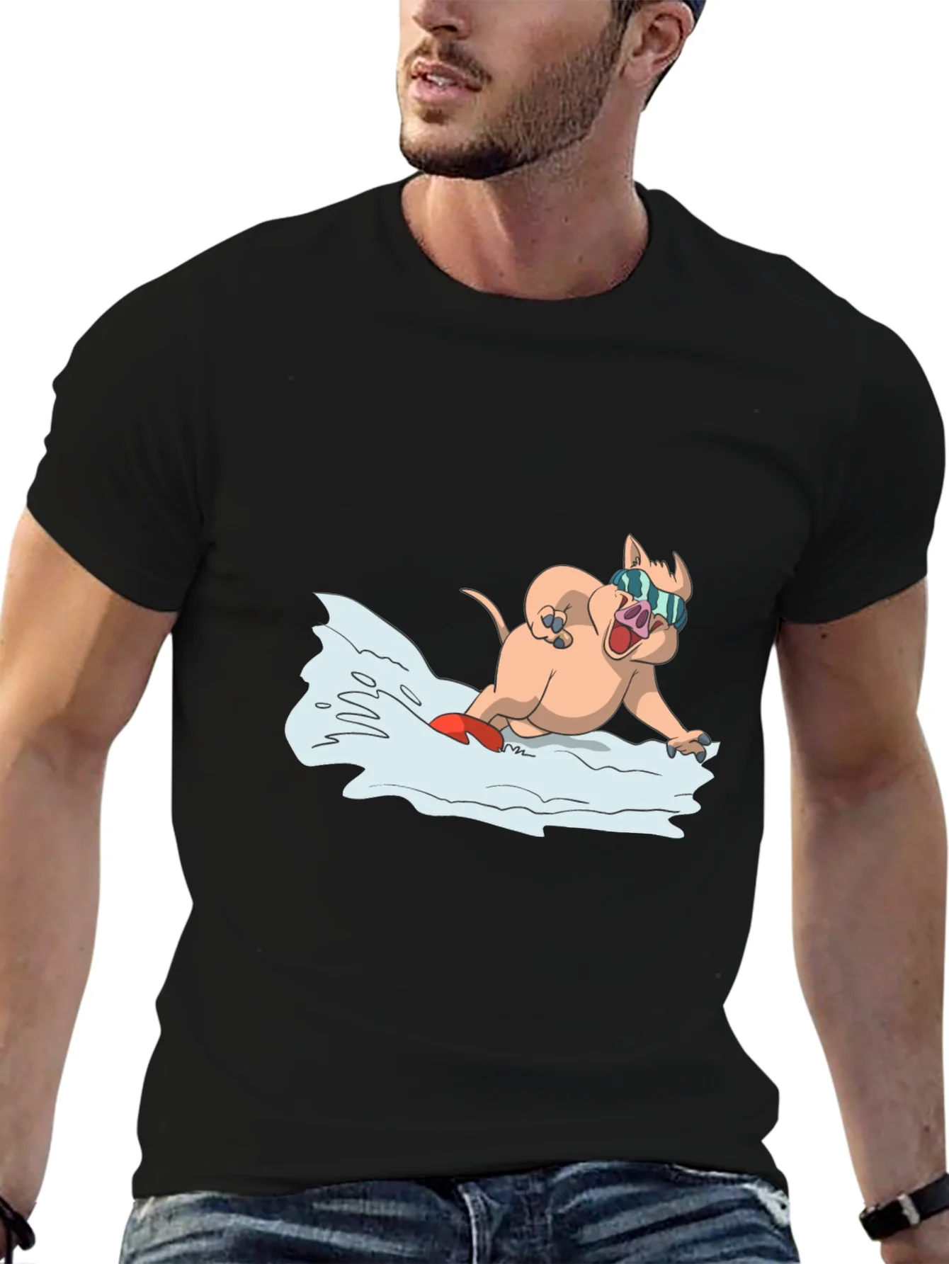 Rebbecca Cool Pig Snowboarding T-Shirt - Black