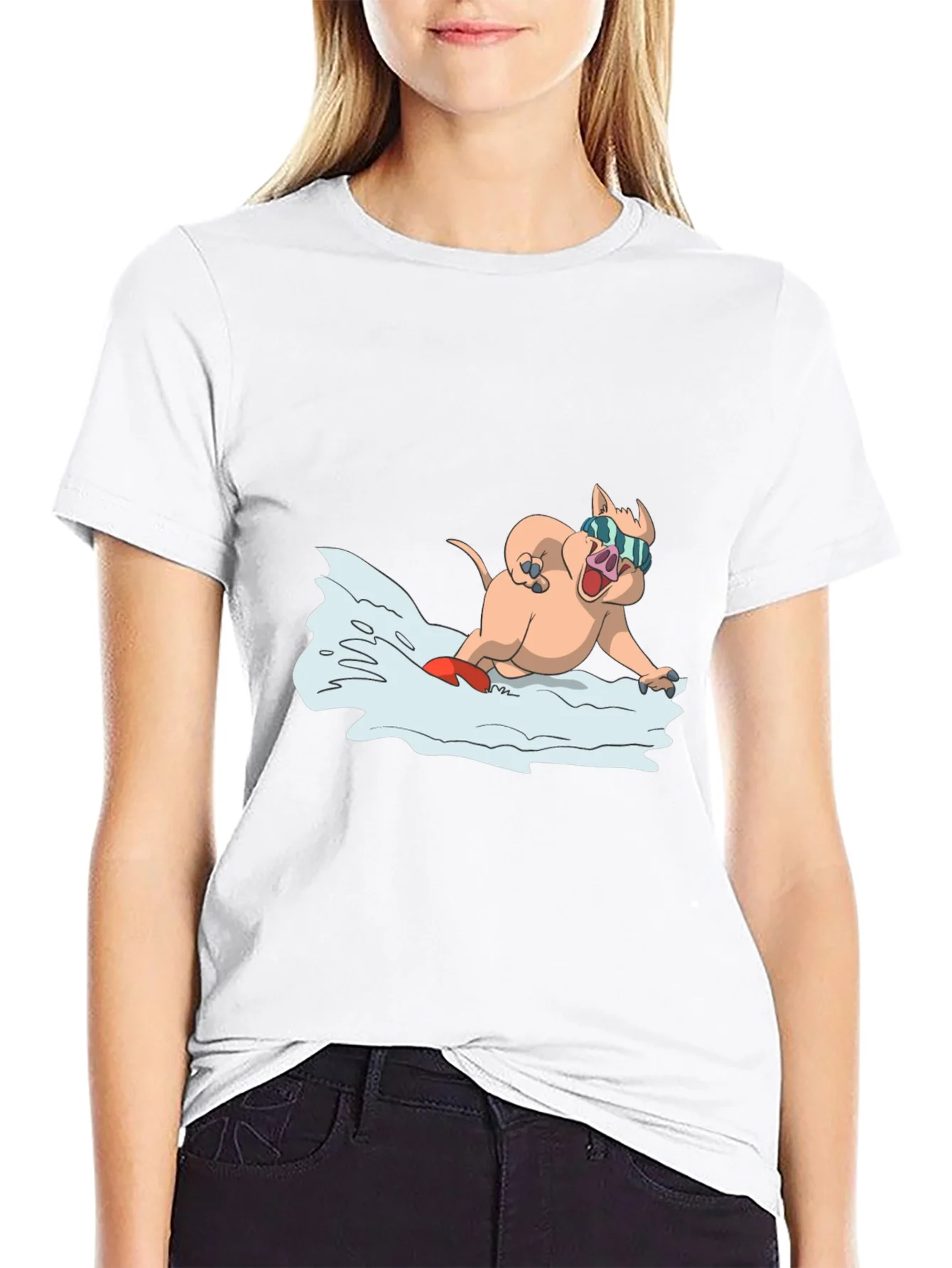 Rebbecca Cool Pig Snowboarding T-Shirt - Black